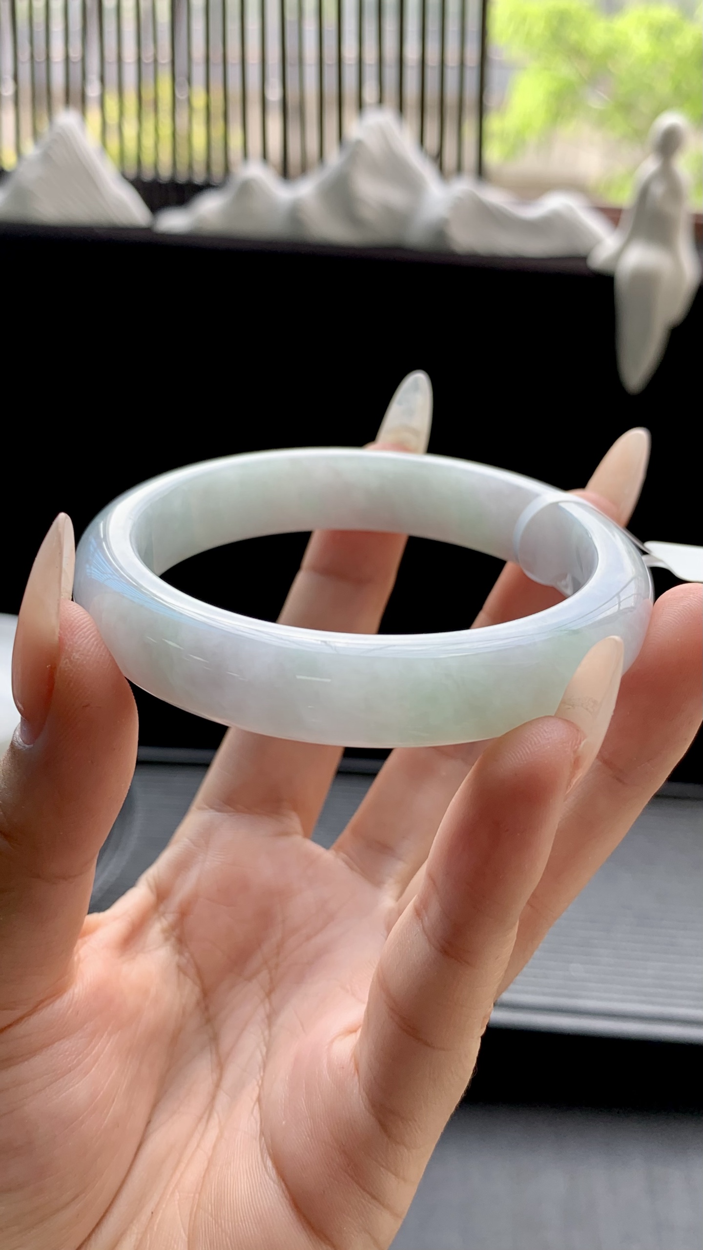 淡春彩正圈手镯成品 HYC-1214 尺寸：55-12-8