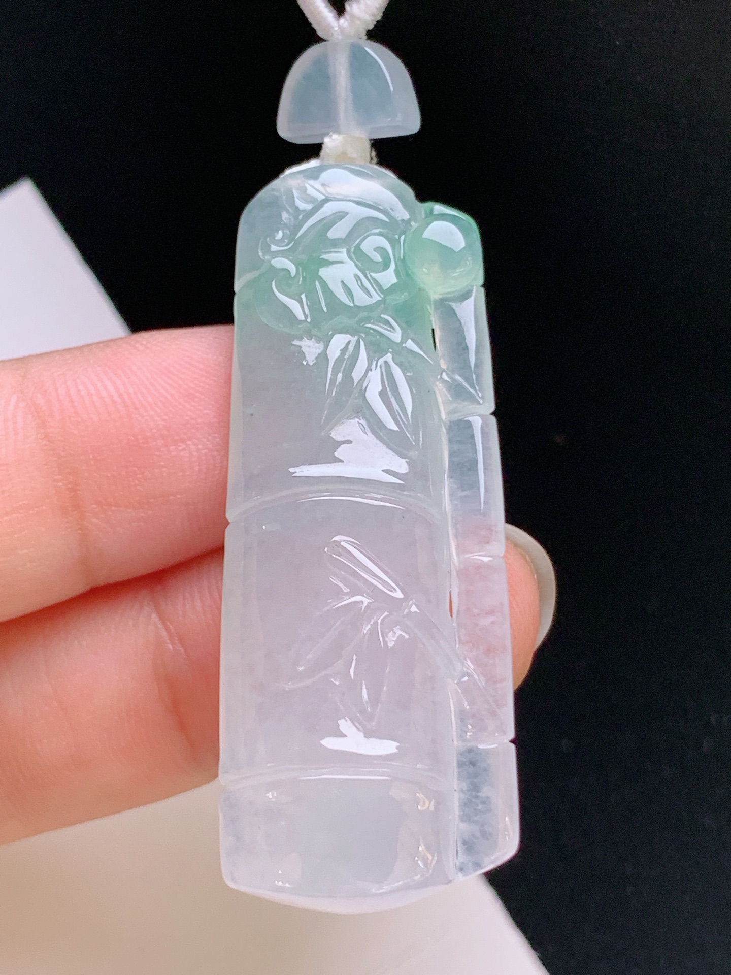 ️ 冰种飘绿竹节，清透起荧，寓意步步高升，裸石46.2-17.6-7.1 080921