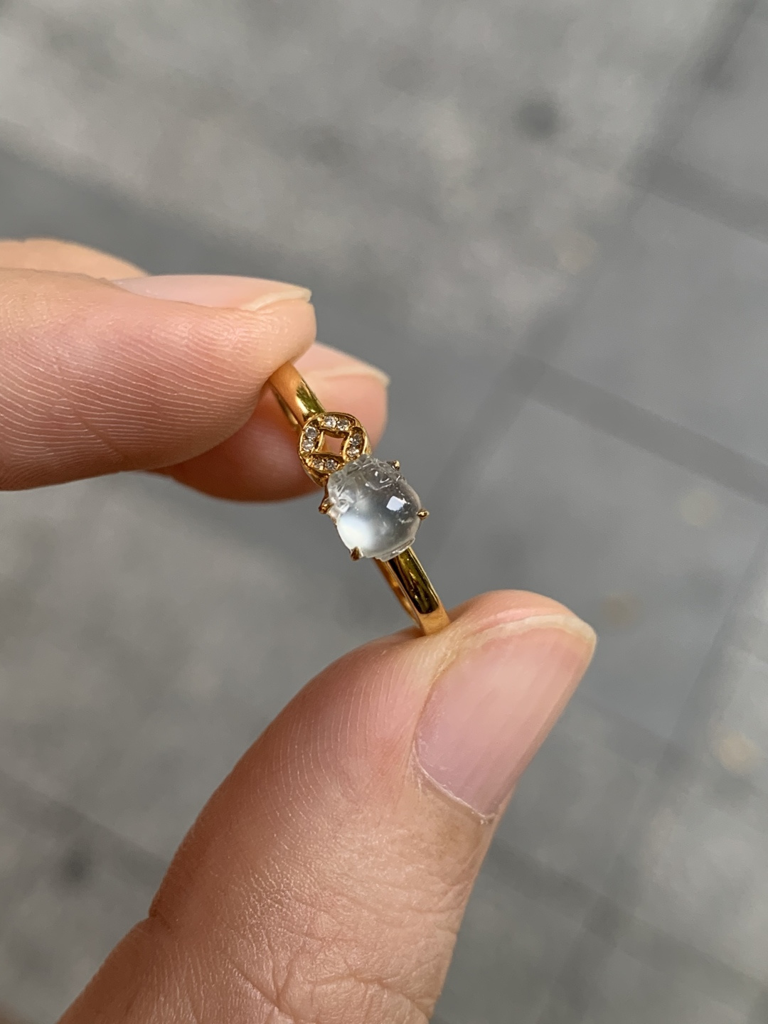 ️冰种貔貅戒指，无裂，18k金镶嵌，5.4-4.5-2.4