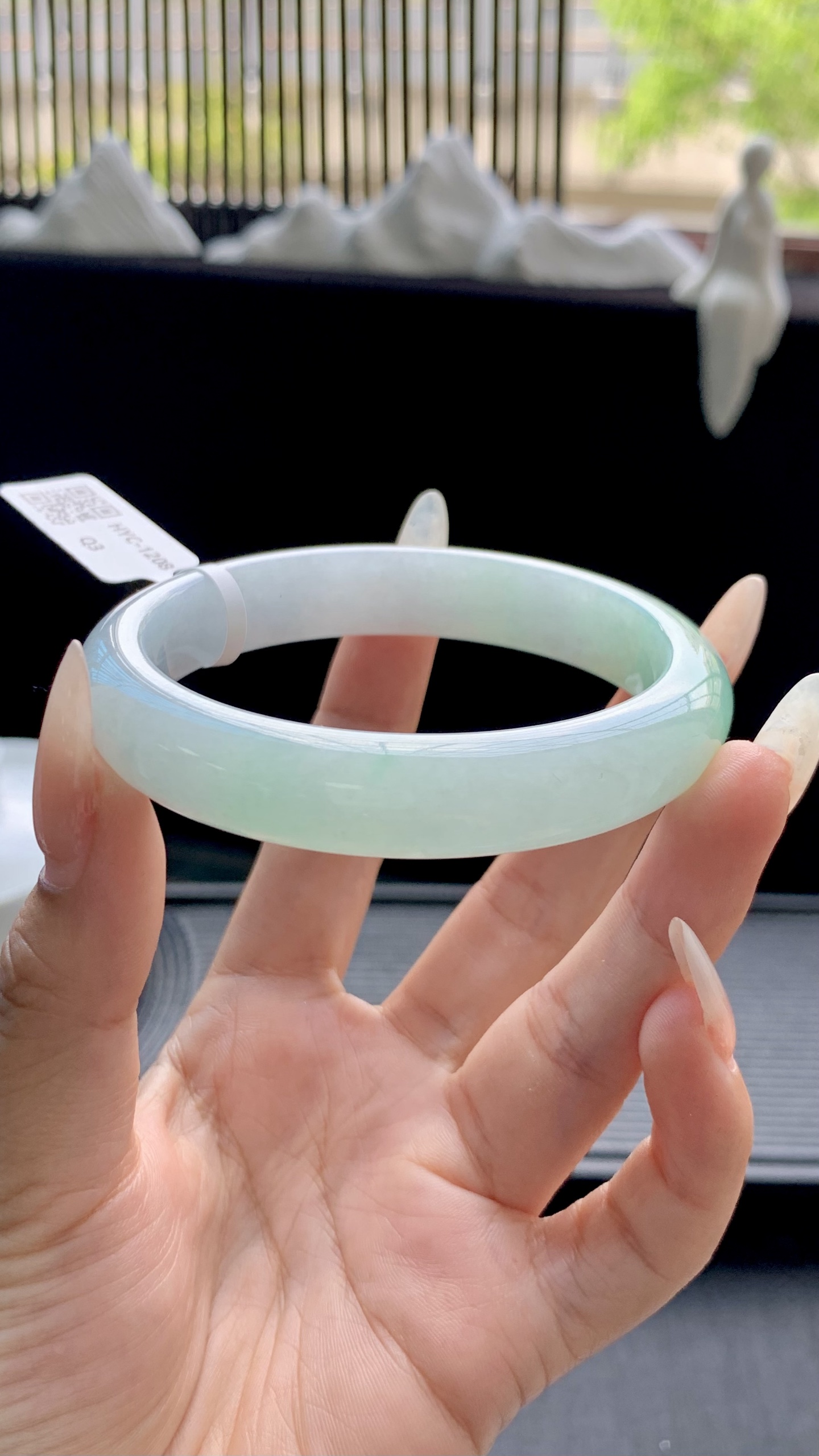 飘绿正圈手镯成品 HYC-1208 尺寸：58-12-8
