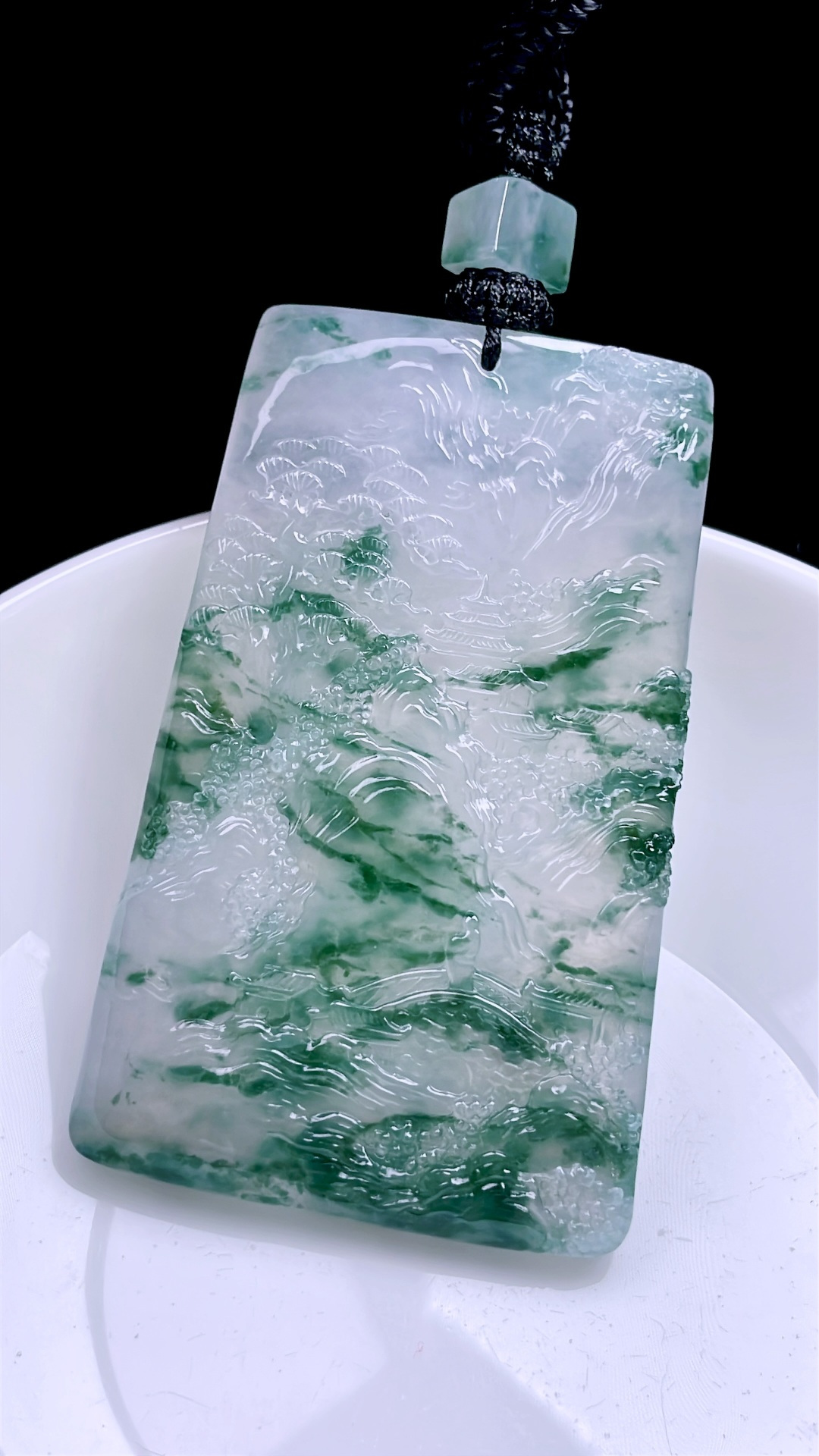 ️ 冰种飘花山水牌 飘花灵动，种老起胶 尺寸：65/40.6/5.5