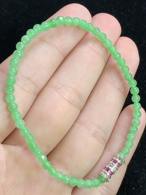 绿玉珠手串，尺寸3.3mm，j24Hcx