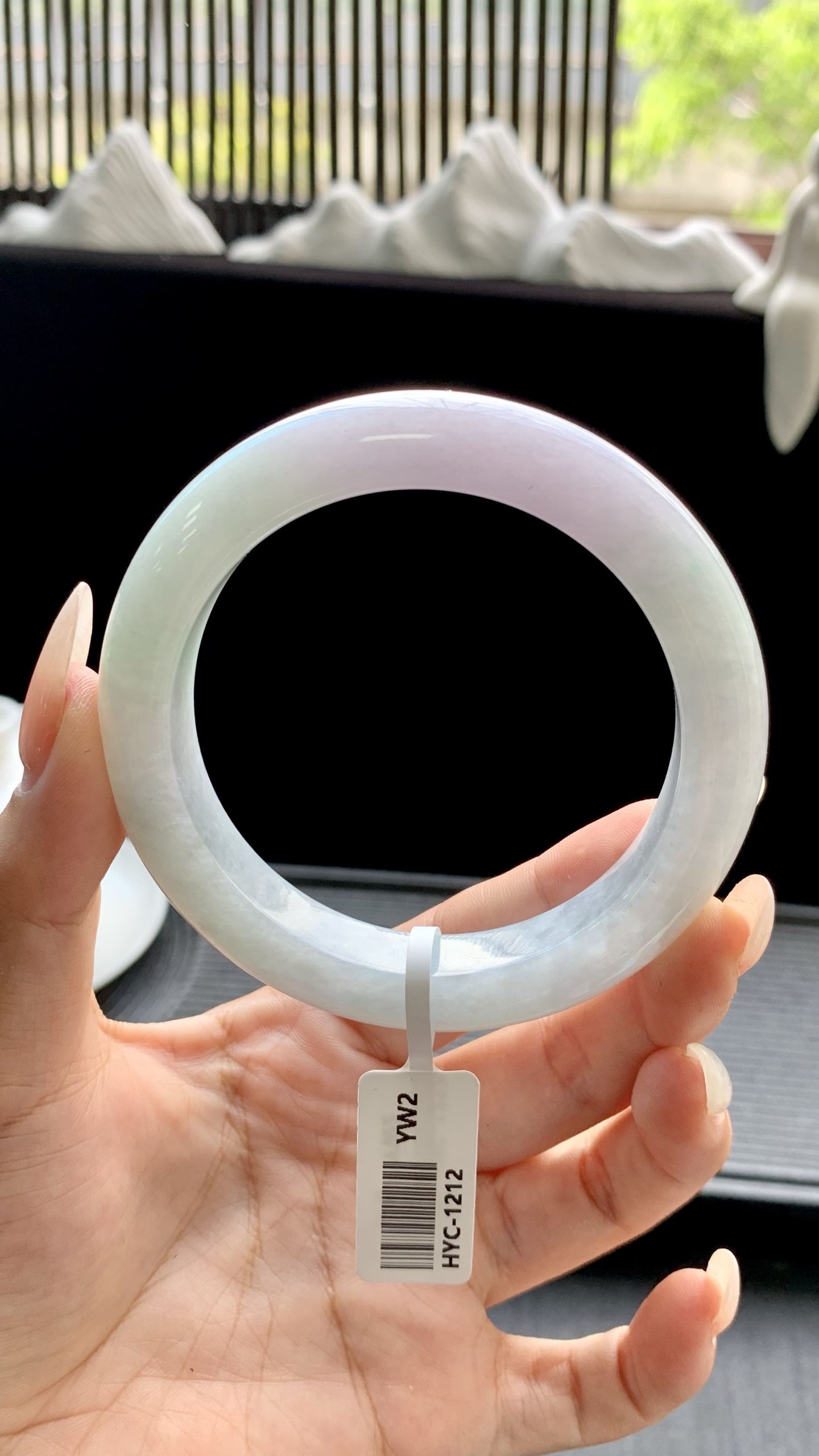 淡春彩正圈手镯成品 HYC-1212 尺寸：58-12-10