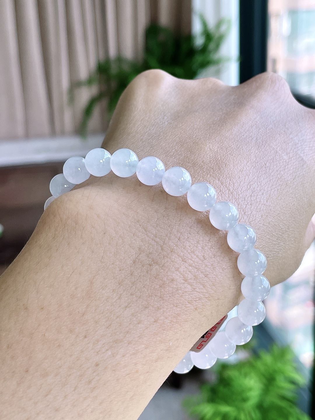 【珠子】白冰手串圆珠珠子手串 【说明】缅甸 性比高 【尺寸】7.6mm 【重量】20克