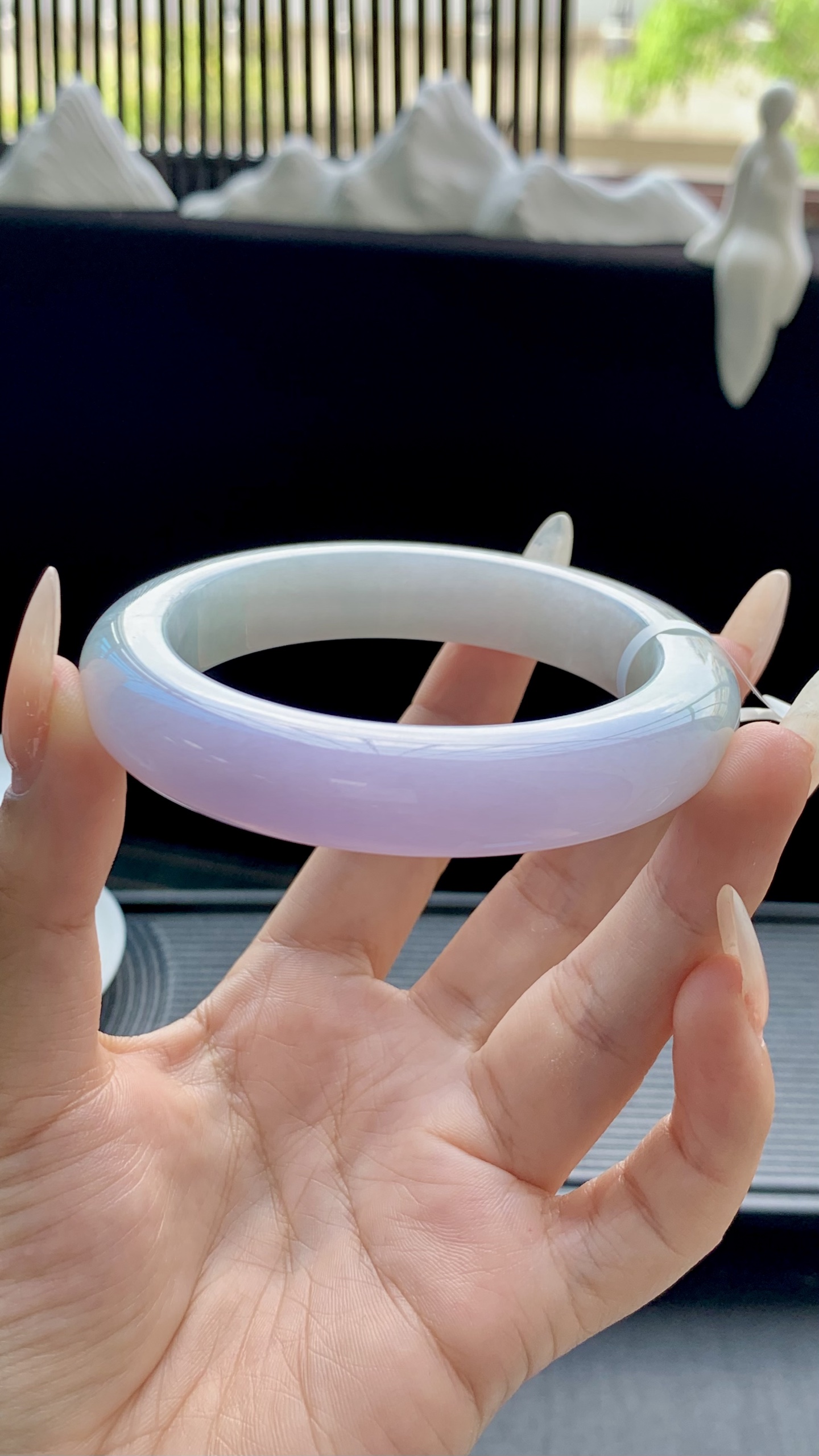 宽版淡春彩正圈手镯成品 HYC-1209 尺寸：57-13-10