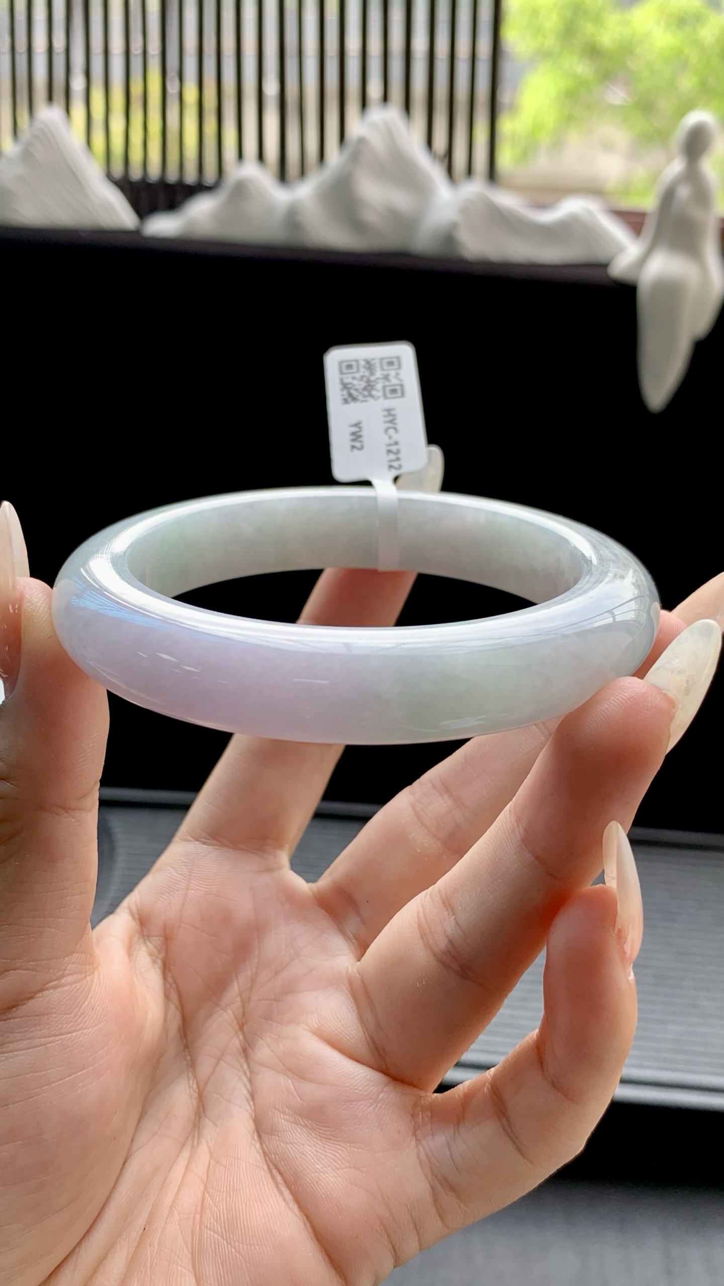 淡春彩正圈手镯成品 HYC-1212 尺寸：58-12-10