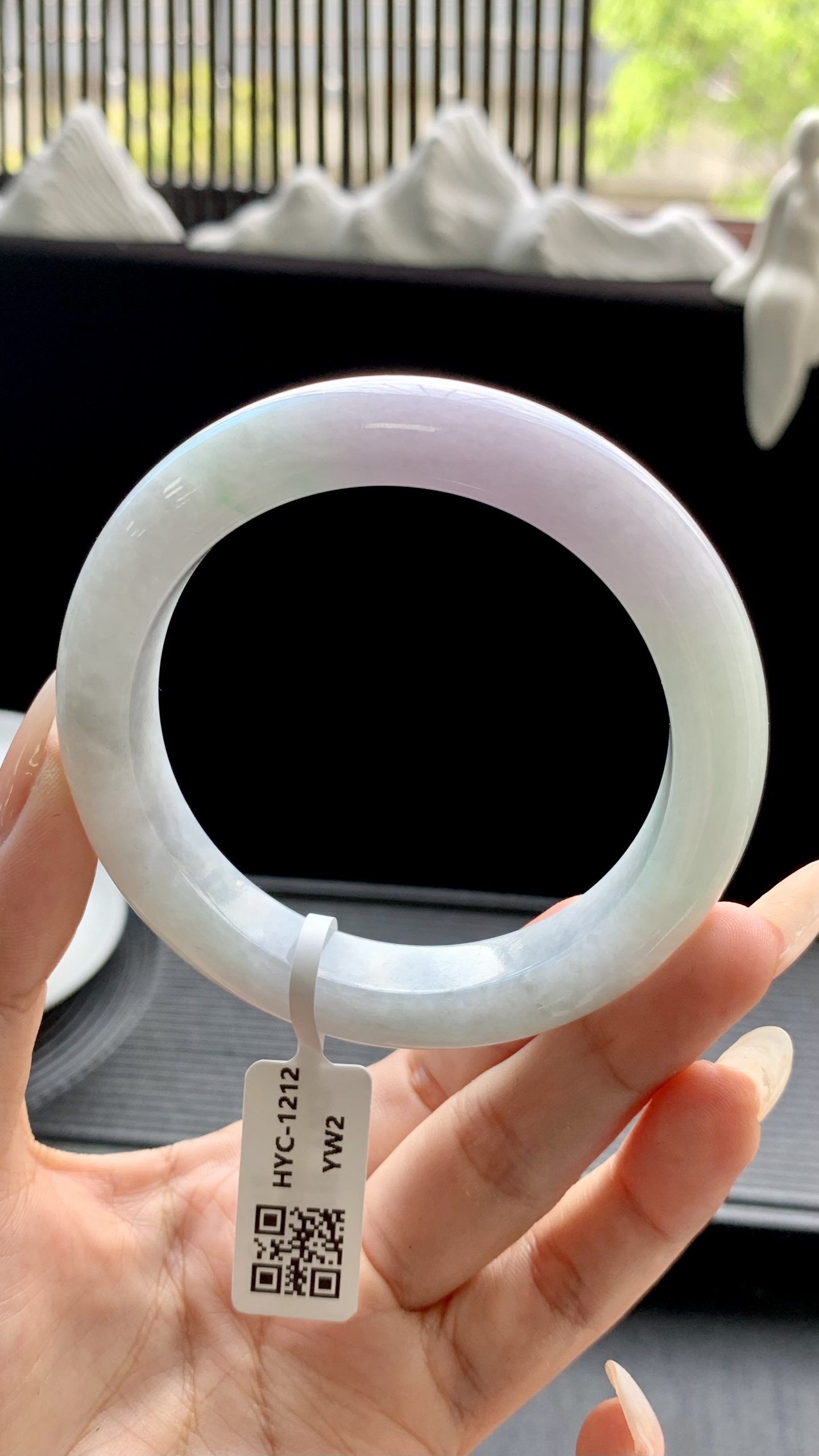淡春彩正圈手镯成品 HYC-1212 尺寸：58-12-10