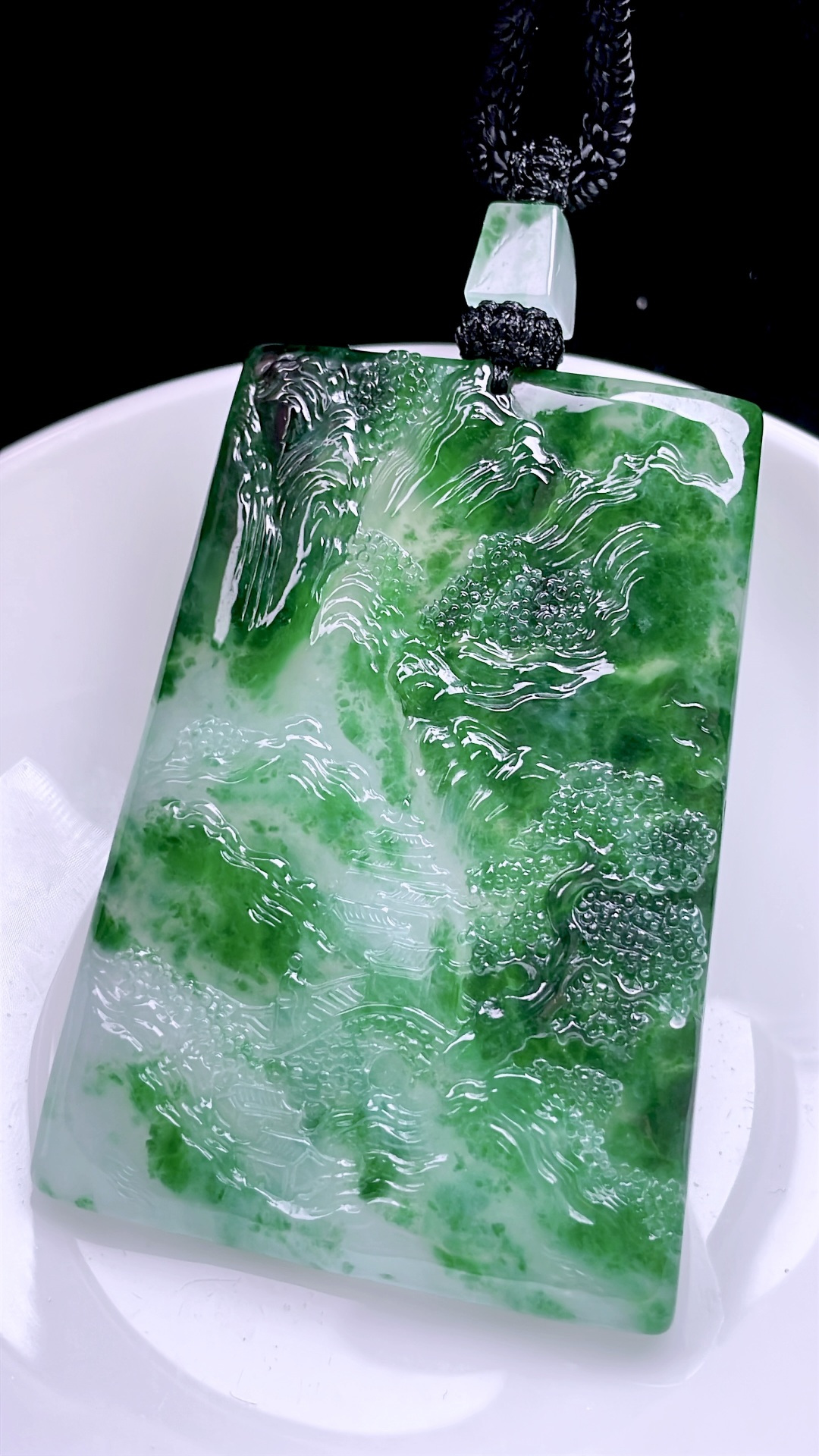 ️ 冰种飘花山水牌 飘花灵动，种老起胶 尺寸：66.4/47.7/5.7