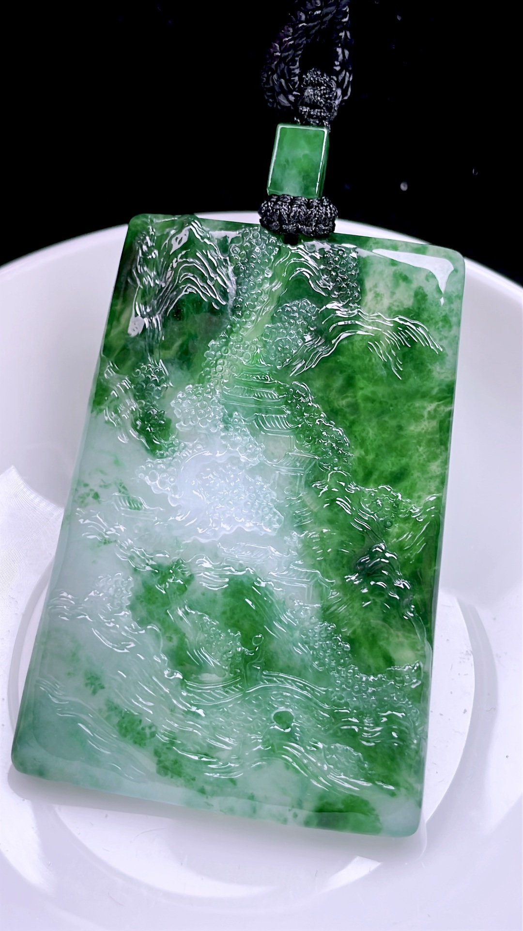 ️ 冰种飘花山水牌 飘花灵动，种老起胶 尺寸：66/46.3/5.8