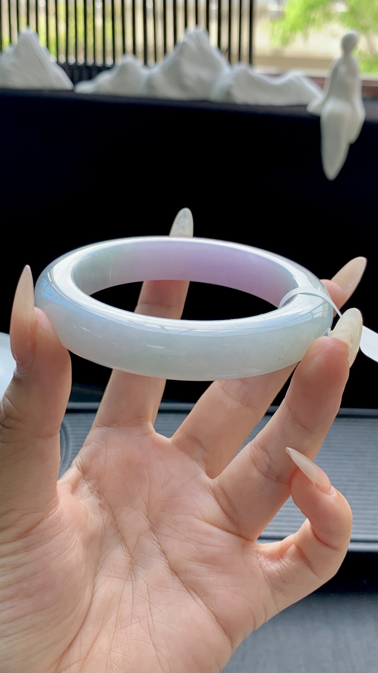 宽版淡春彩正圈手镯成品 HYC-1209 尺寸：57-13-10