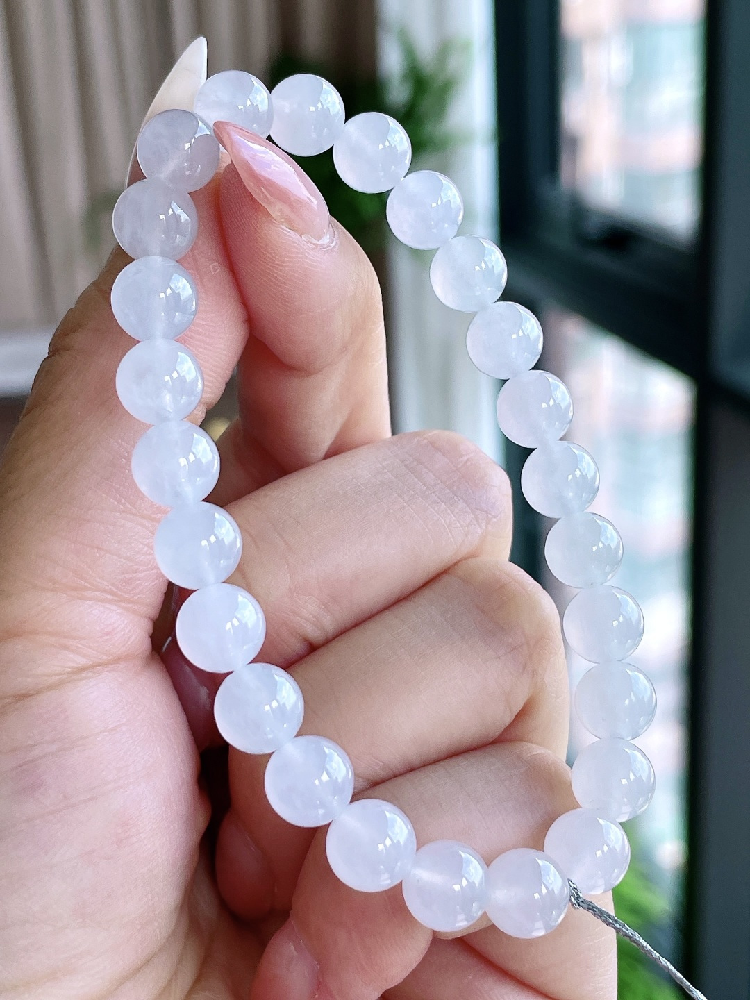 【珠子】白冰手串圆珠珠子手串 【说明】缅甸 性比高 【尺寸】7.6mm 【重量】20克