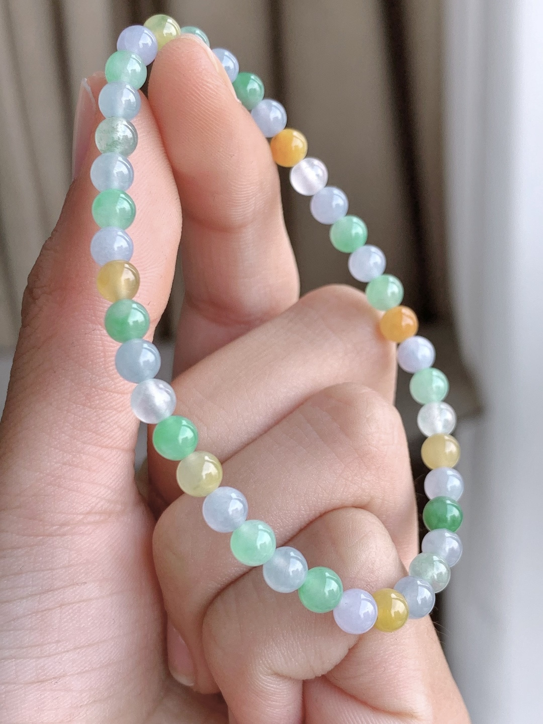 【珠子】冰多宝手串圆珠子手串 【说明】缅甸 性比高 【尺寸】4.6mm 【重量】6.7克