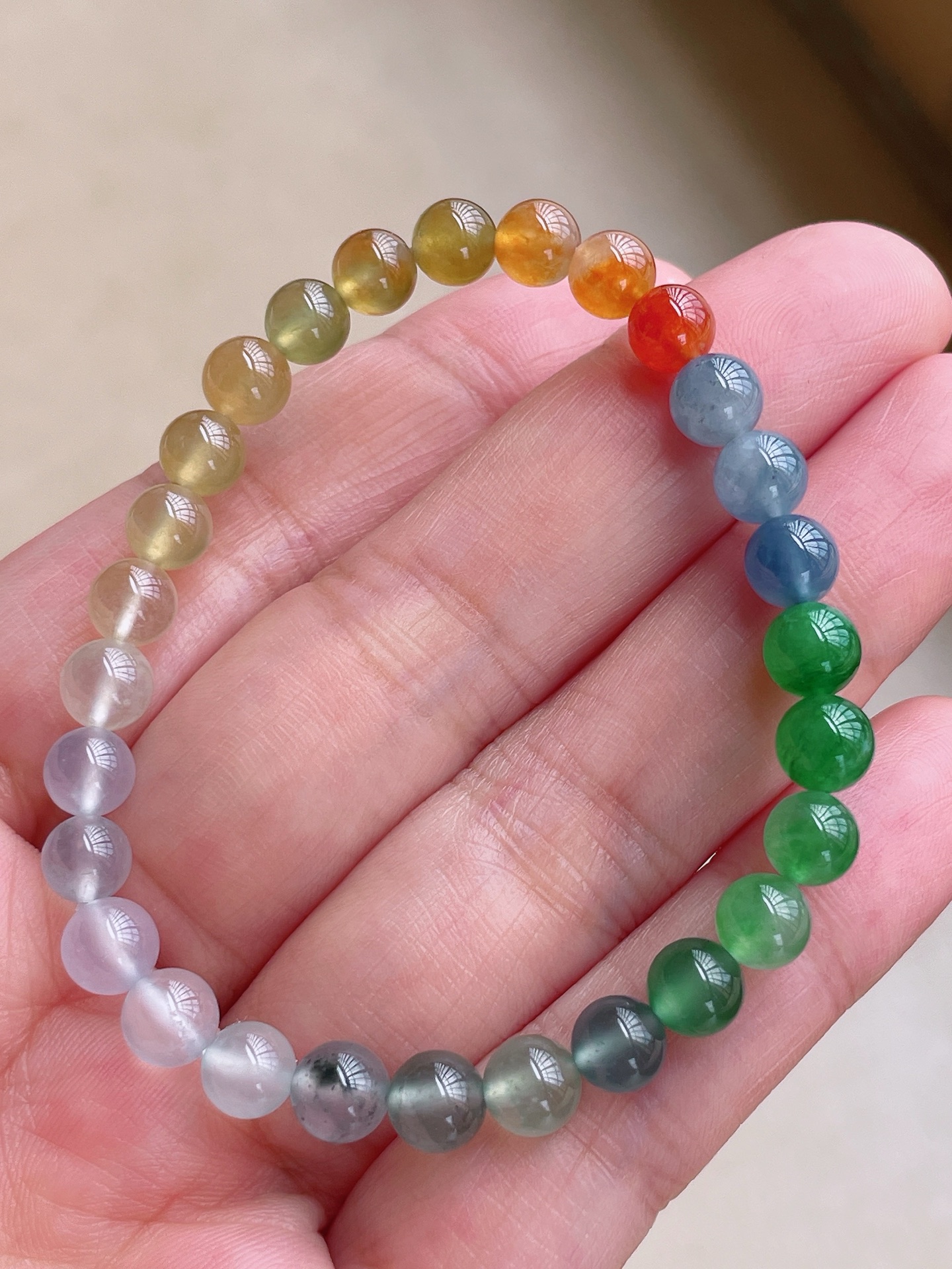 ️，冰种玻璃多宝手链，冰透纯净，冰胶冰胶的，尺寸:5.6