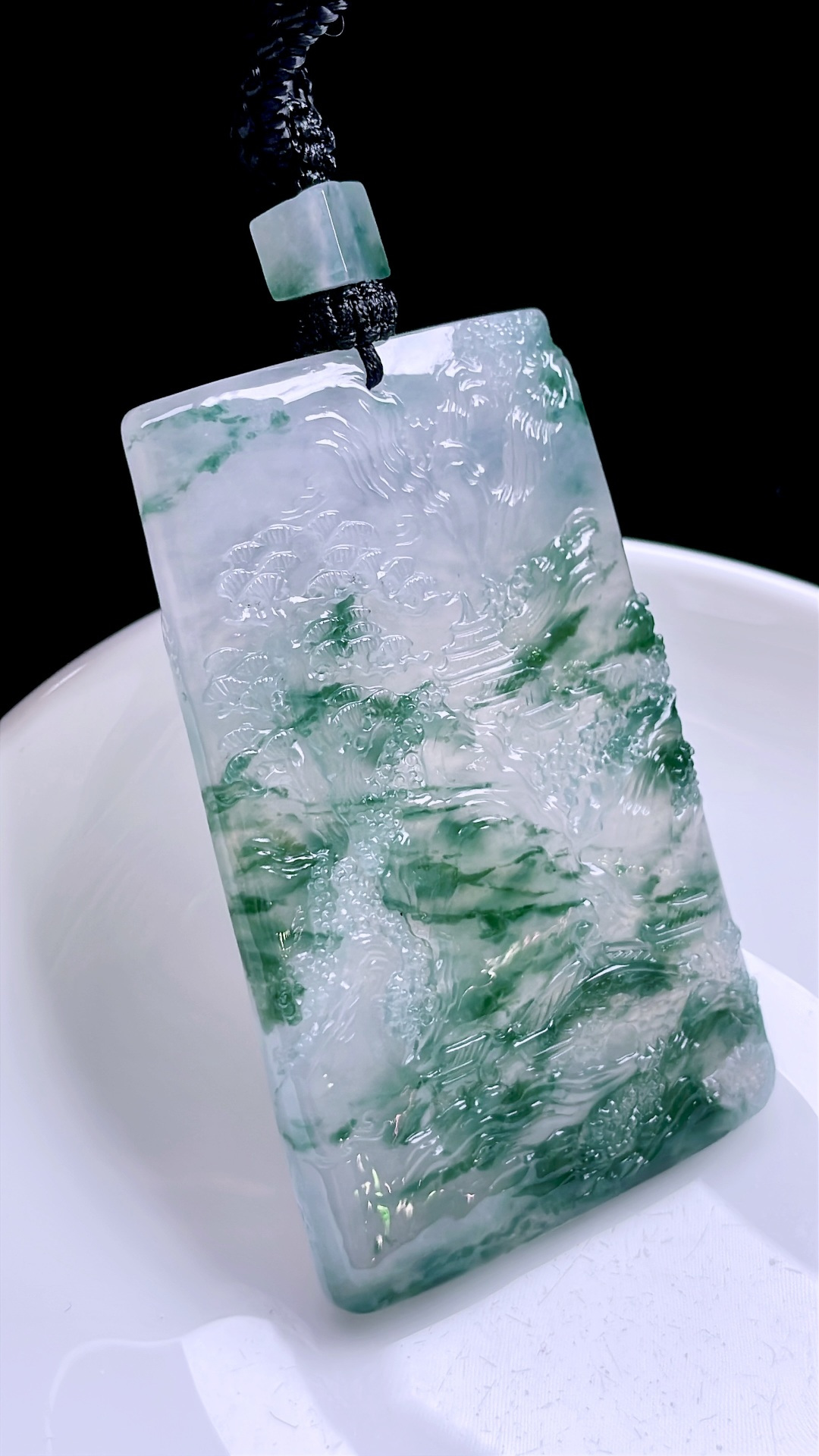 ️ 冰种飘花山水牌 飘花灵动，种老起胶 尺寸：65/40.6/5.5