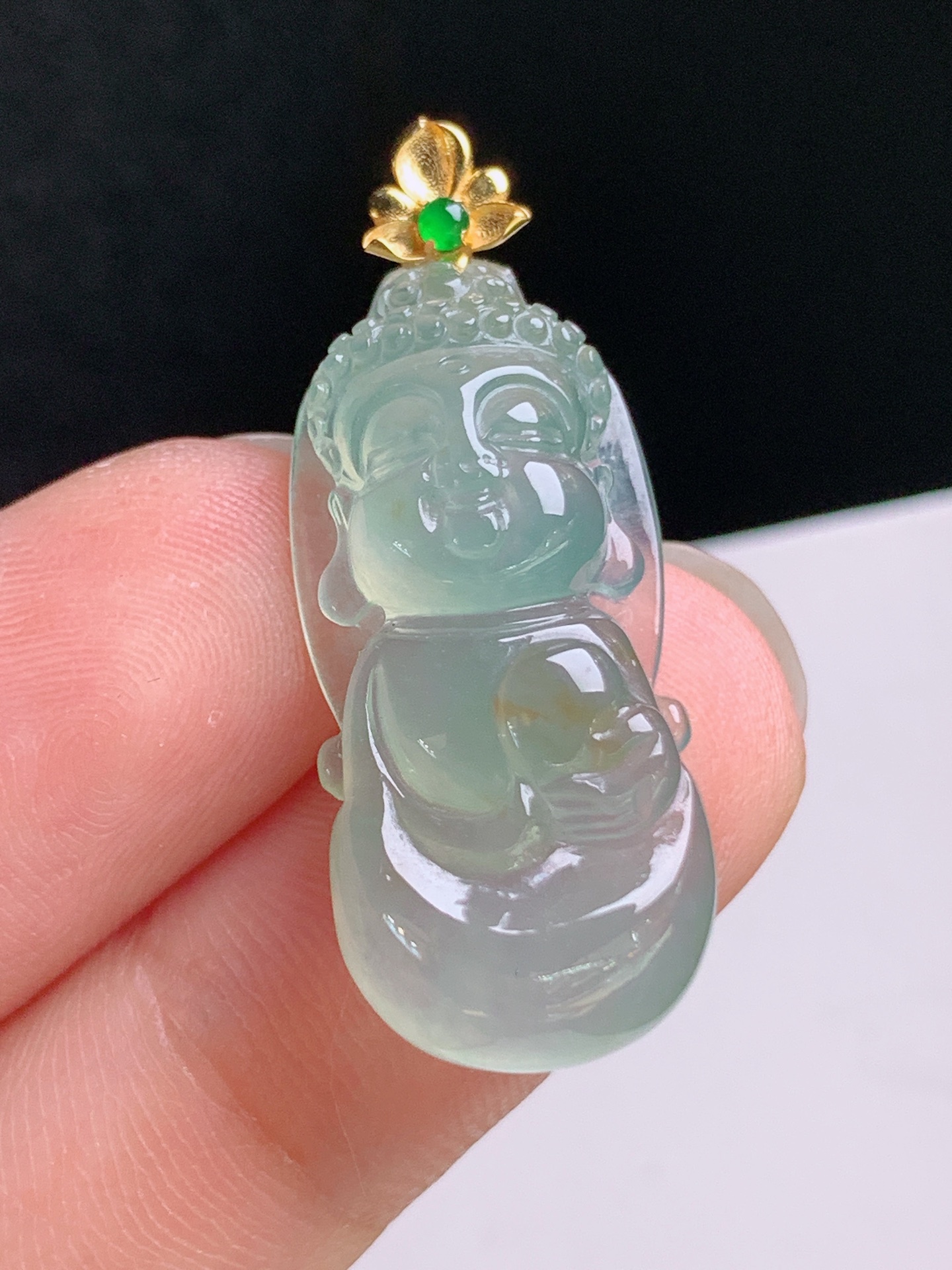 ️ 冰种晴水宝宝佛吊坠，圆润可爱，寓意福泽护身 裸石26.6-12.5-6.7 整体32.7 08
