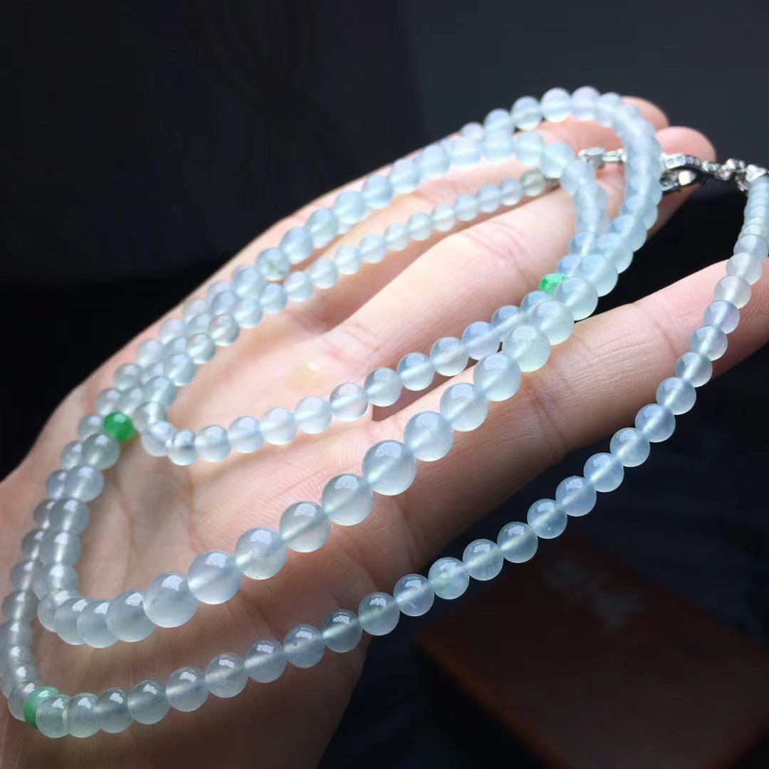 ️ 起莹项链，卡5.5～3.8mm，159颗，种好，玉质细腻，干净，通透，均匀，颗颗精选