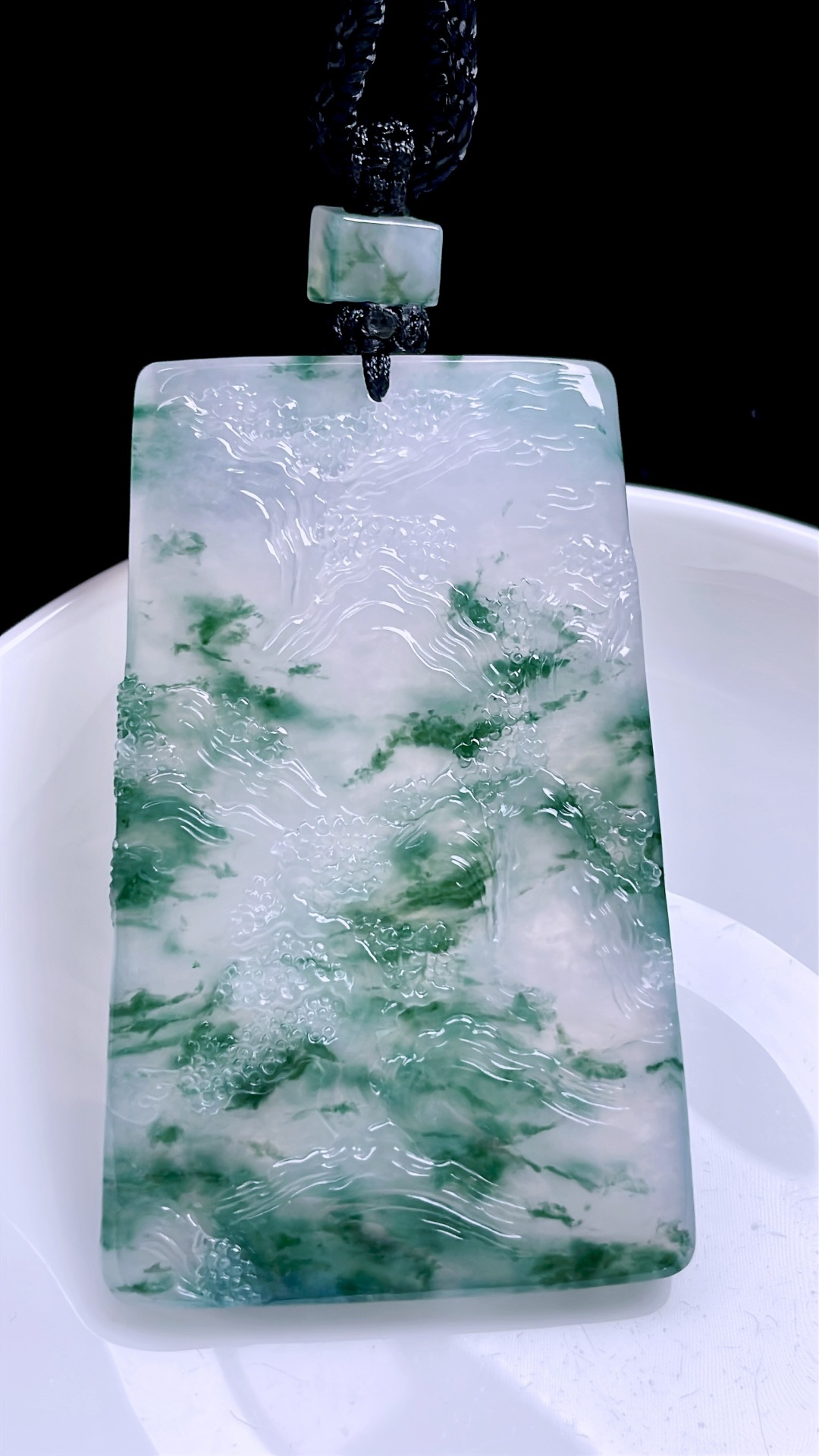 ️ 冰种飘花山水牌 飘花灵动，种老起胶 尺寸：65/40.6/5.5