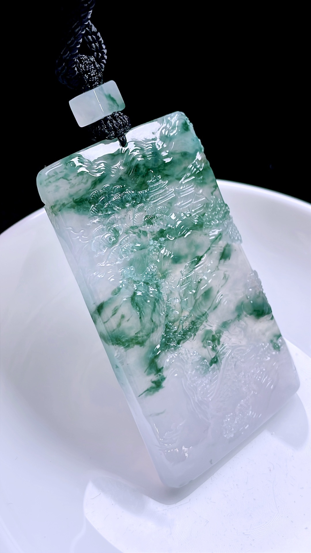 ️ 冰种飘花山水牌 飘花灵动，种老起胶 尺寸：65.3/39/5.2