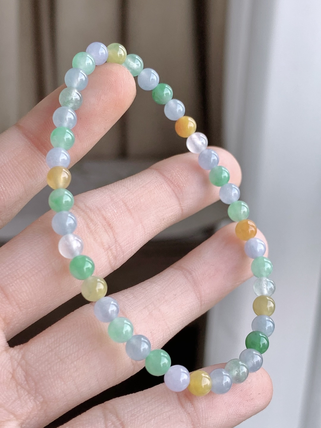 【珠子】冰多宝手串圆珠子手串 【说明】缅甸 性比高 【尺寸】4.6mm 【重量】6.7克