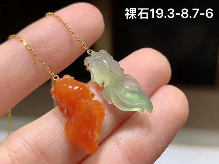 ️18K 双彩金鱼耳坠 无裂，尺寸，19.3-8.7-6