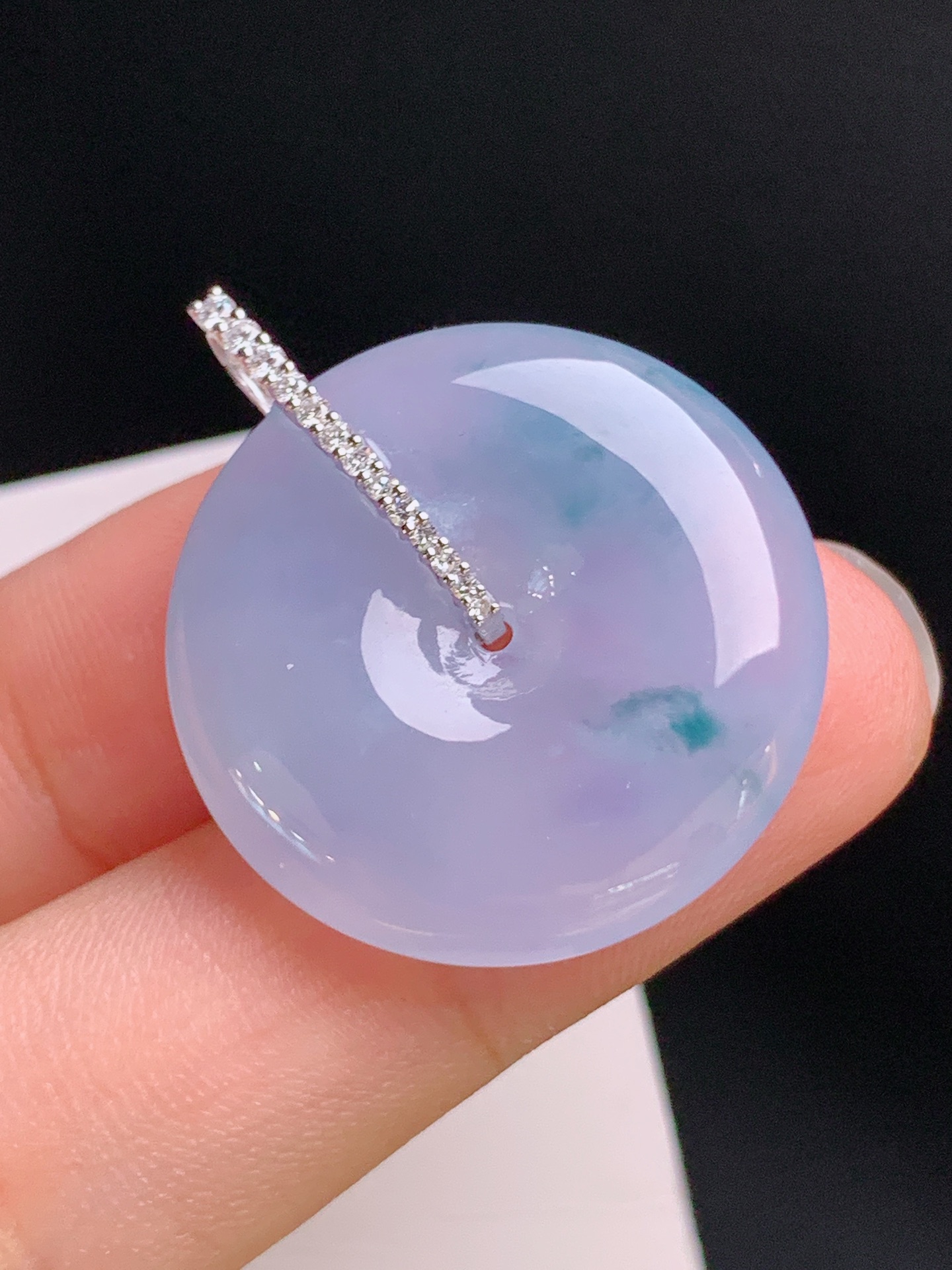 ️ 冰粉紫飘花平安扣吊坠，钻镶挂扣，粉紫温润，裸石25.2-5.529.9