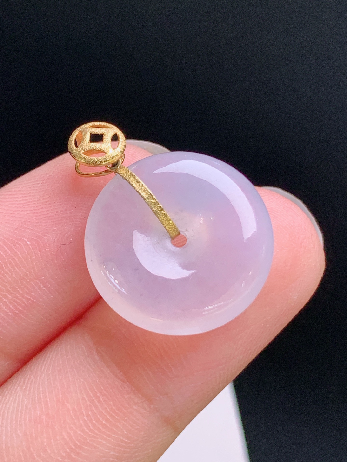 ️ 冰种平安扣吊坠，粉紫温润，金扣搭配，寓意平安圆满 裸石17-5.2 整体22.6 13