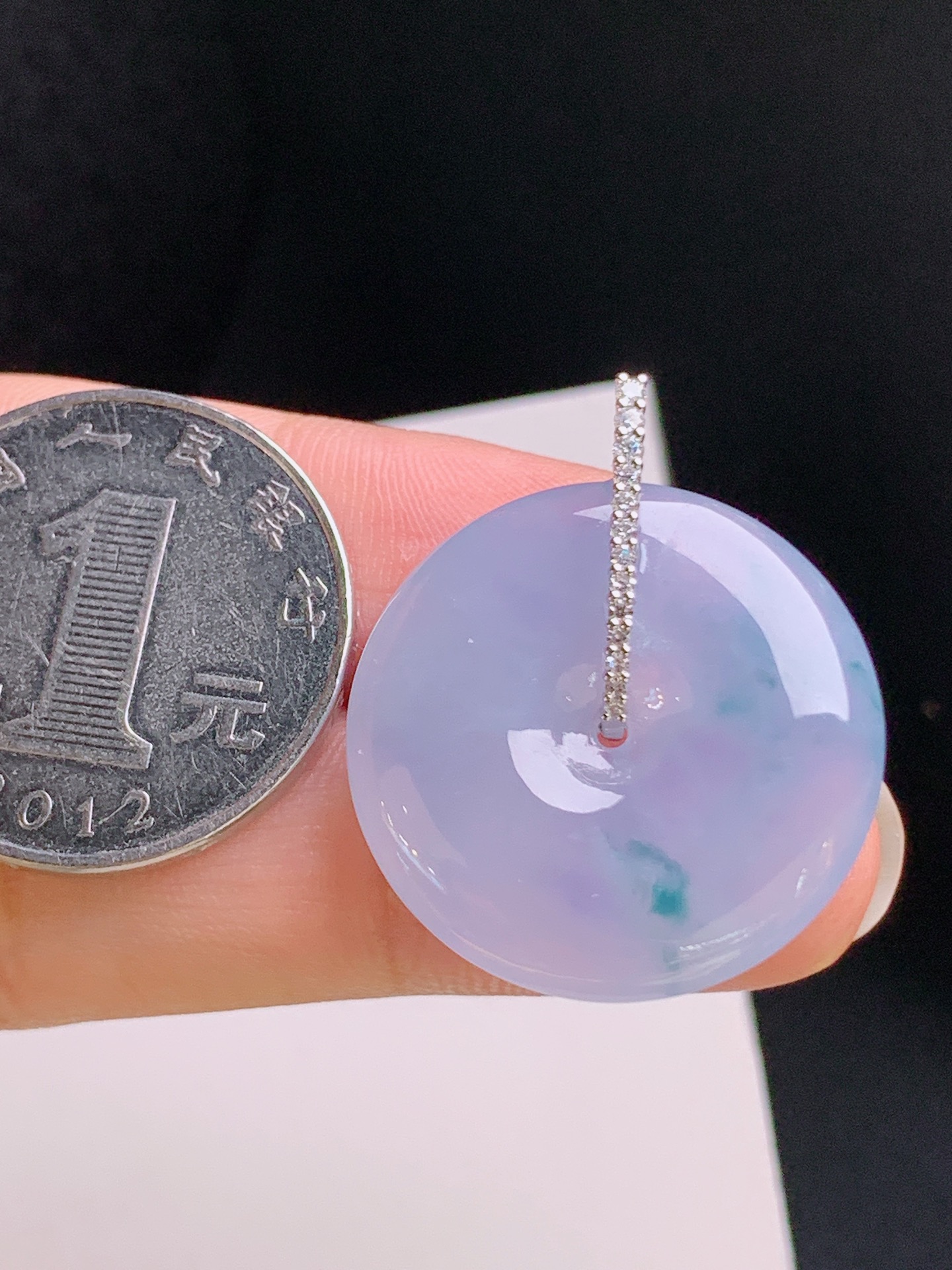 ️ 冰粉紫飘花平安扣吊坠，钻镶挂扣，粉紫温润，裸石25.2-5.529.9