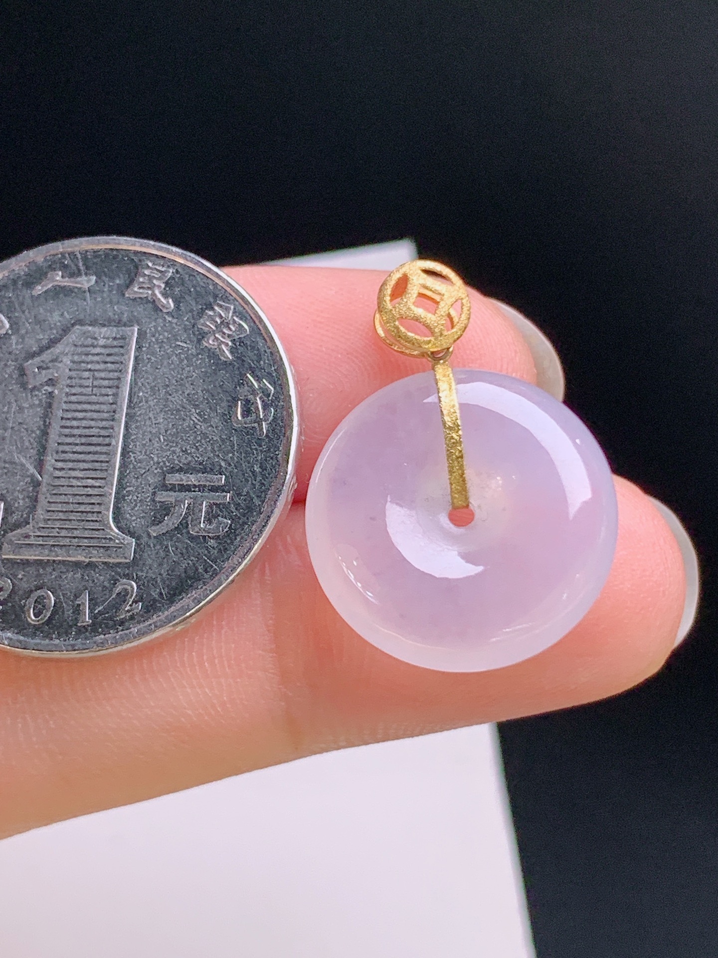 ️ 冰种平安扣吊坠，粉紫温润，金扣搭配，寓意平安圆满 裸石17-5.2 整体22.6 13