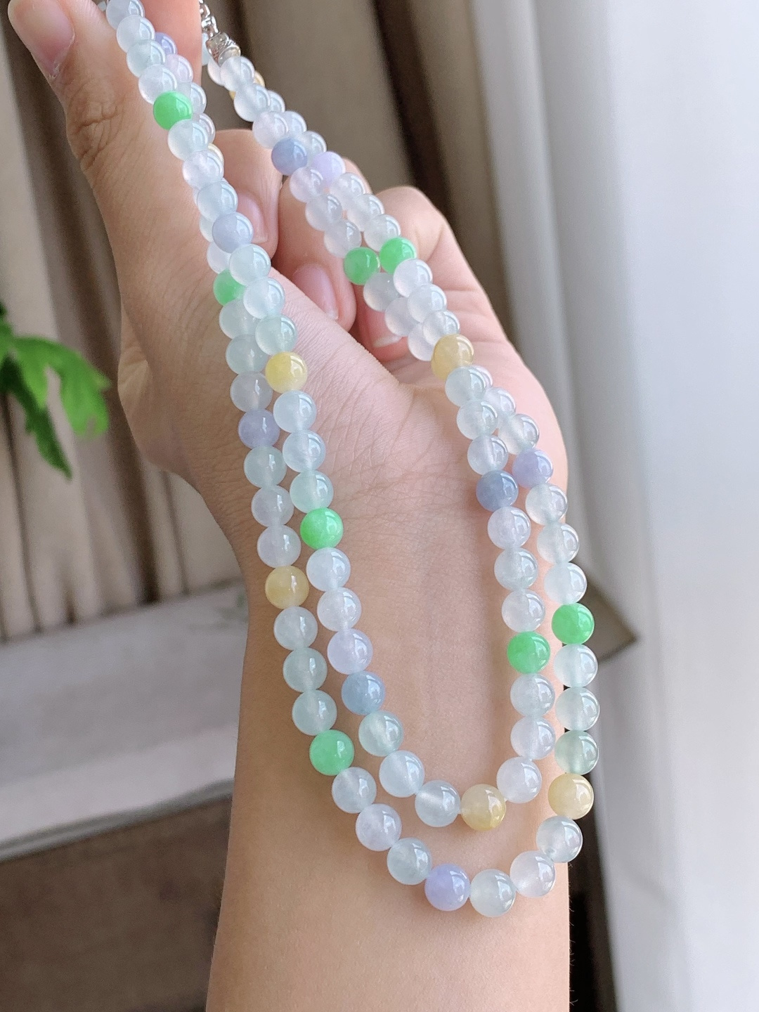 【珠子】冰多宝珠链圆珠子珠链 【说明】缅甸 性比高 【尺寸】6mm，33cm 【重量】41.5克