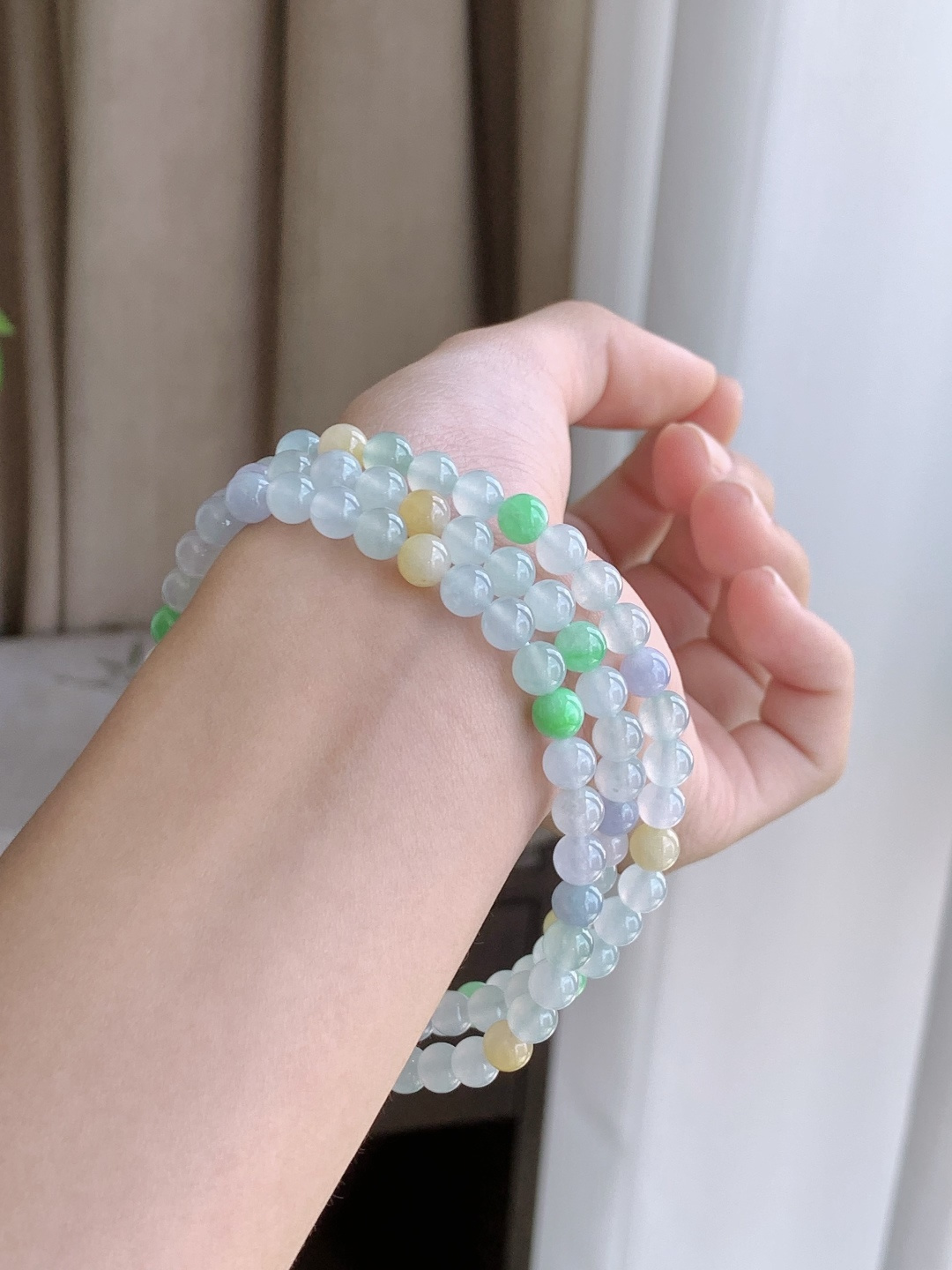 【珠子】冰多宝珠链圆珠子珠链 【说明】缅甸 性比高 【尺寸】6mm，33cm 【重量】41.5克