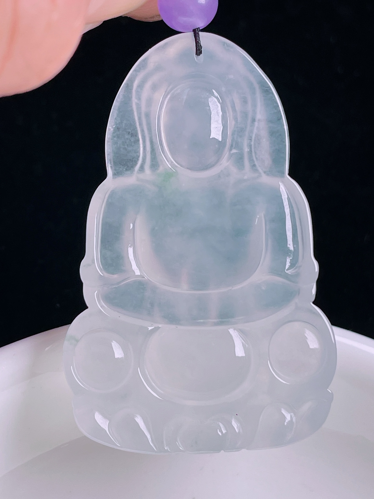 ️白冰观音，老种起光，细底通透，尺寸：44.5/29/6mm0926