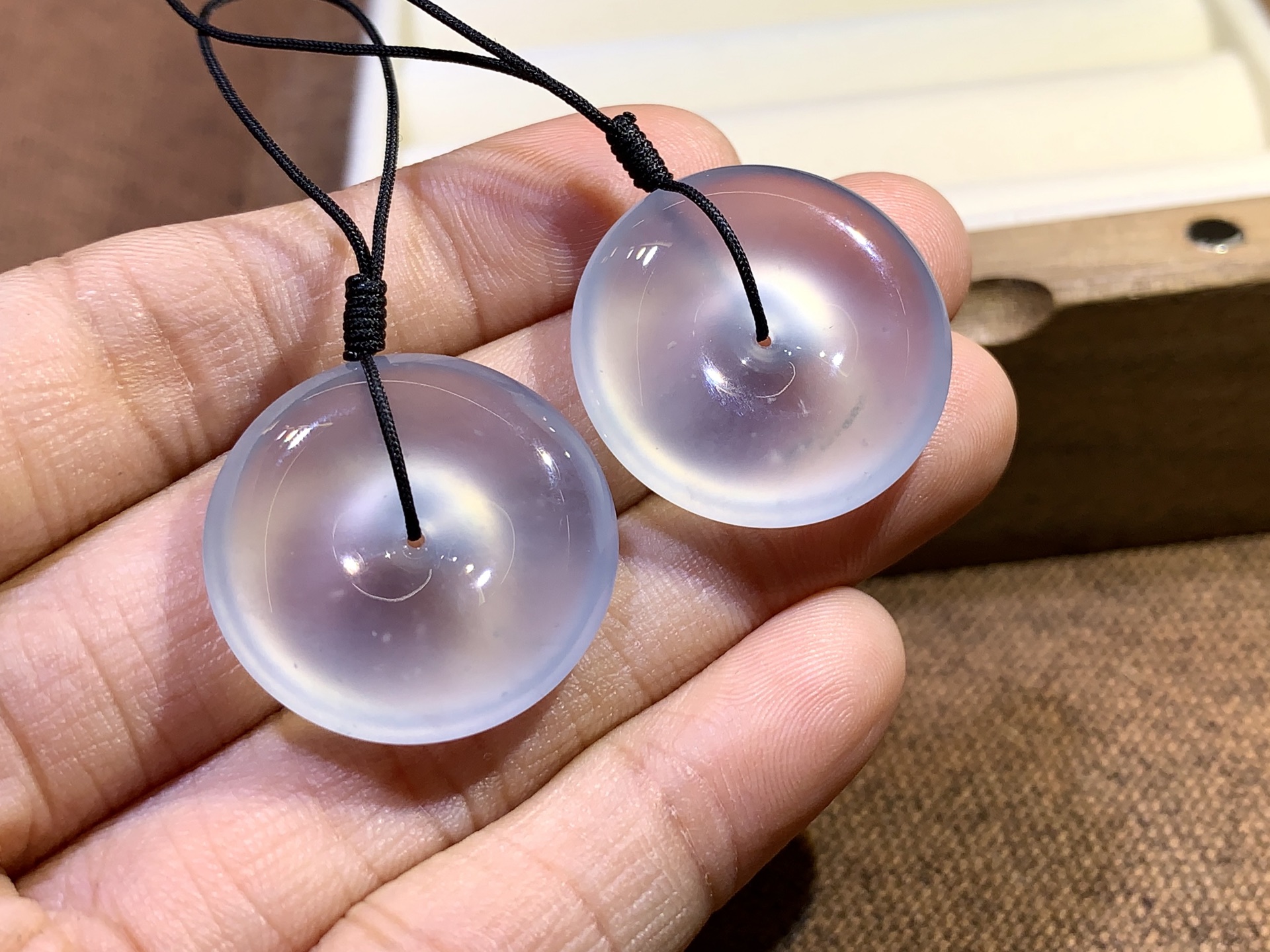 ️ 【冰种平安扣一对】 尺寸：23.7×6/22.8×6 玉承雅韵，温润传世