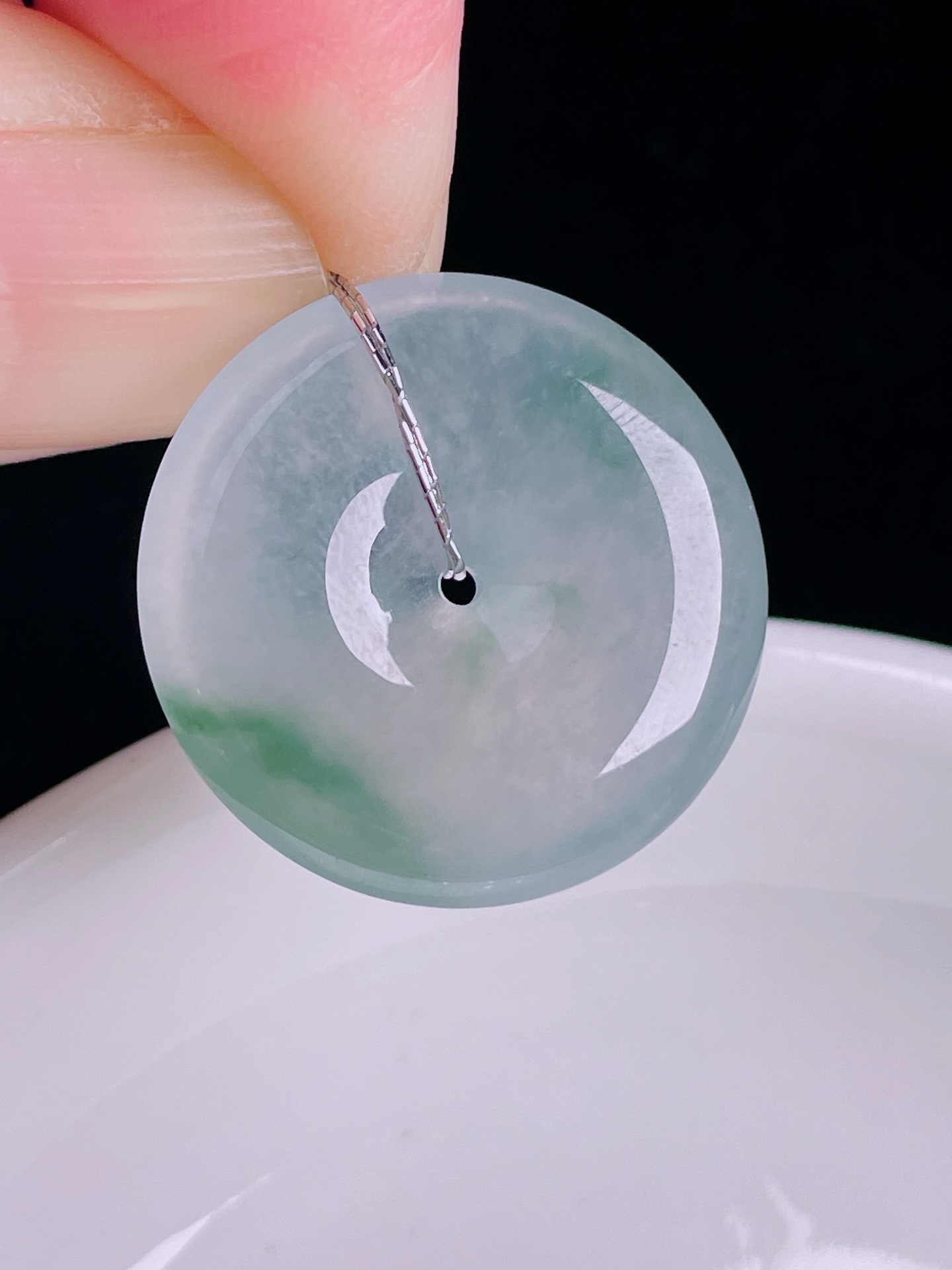 ️飘花平安扣，老种起光，细底通透，尺寸：24/5.6mm0926