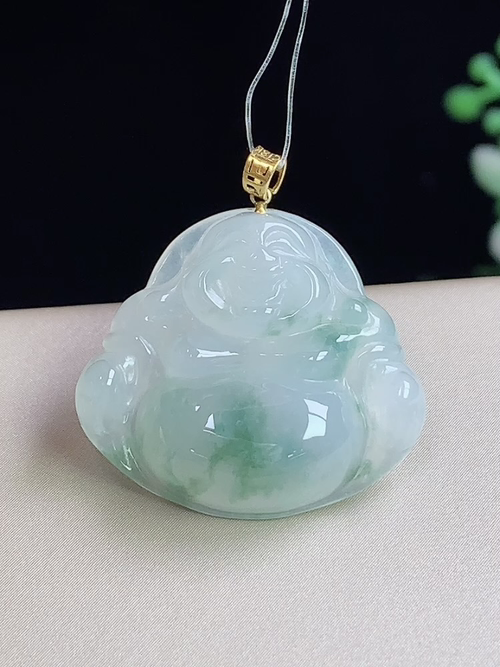 18k金镶飘花佛公，无裂，尺寸21.6-23.8-6.2mm，j26dyg8