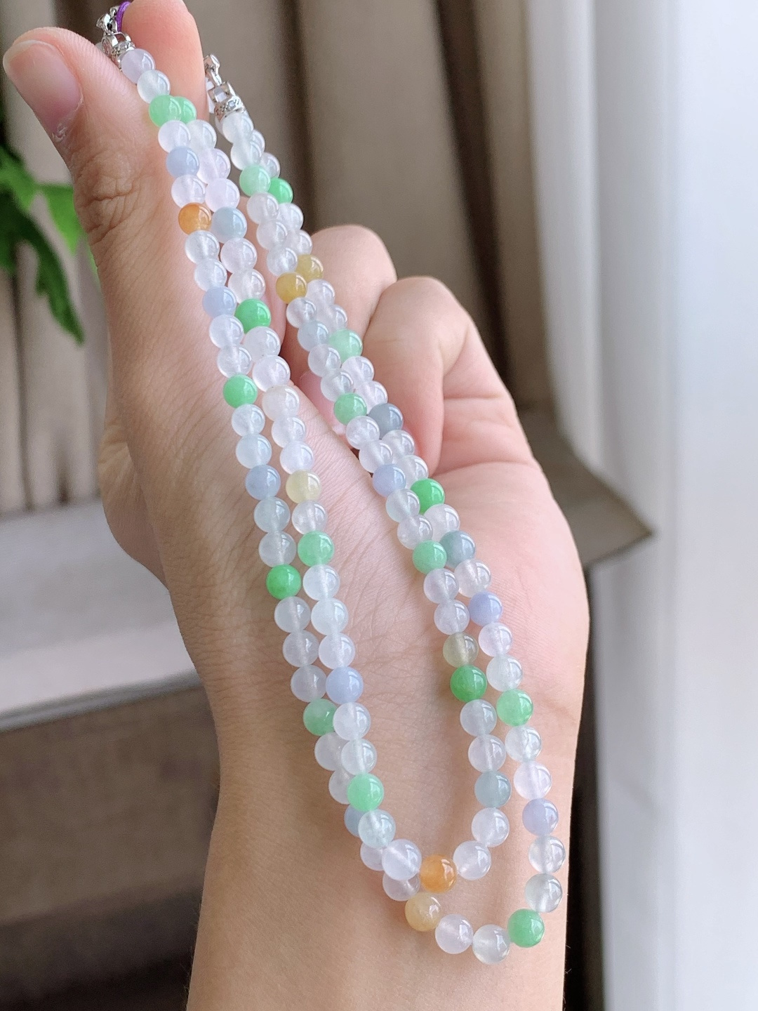 【珠子】冰多宝珠链圆珠子珠链 【说明】缅甸 性比高 【尺寸】4.5mm，29cm 【重量】22.6