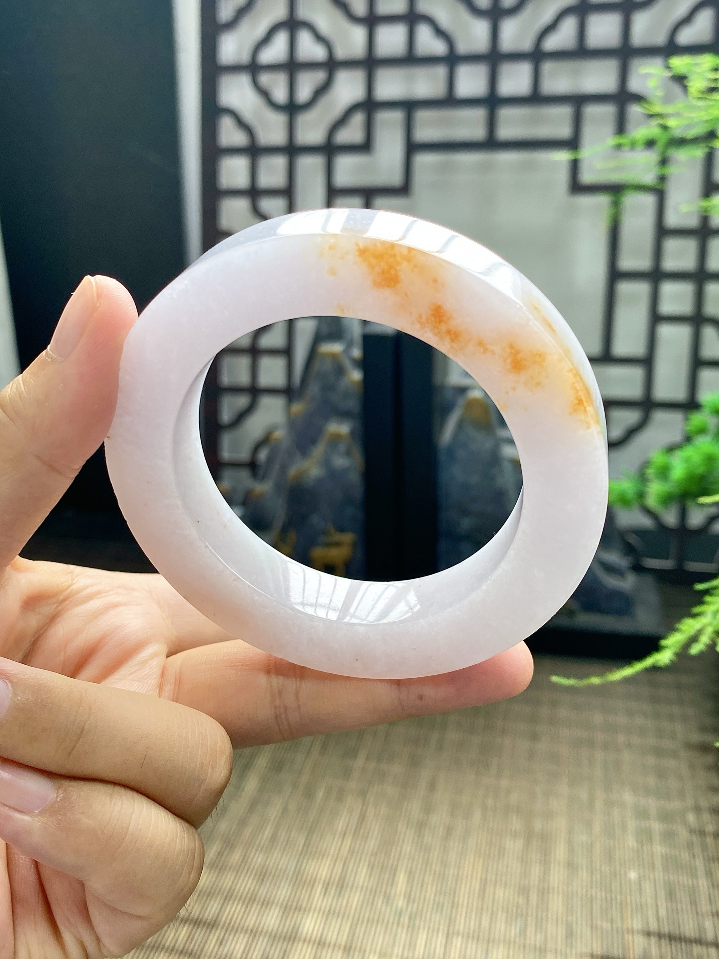 红翡洒金手镯胚 尺寸55-78-12 编号JF810-3