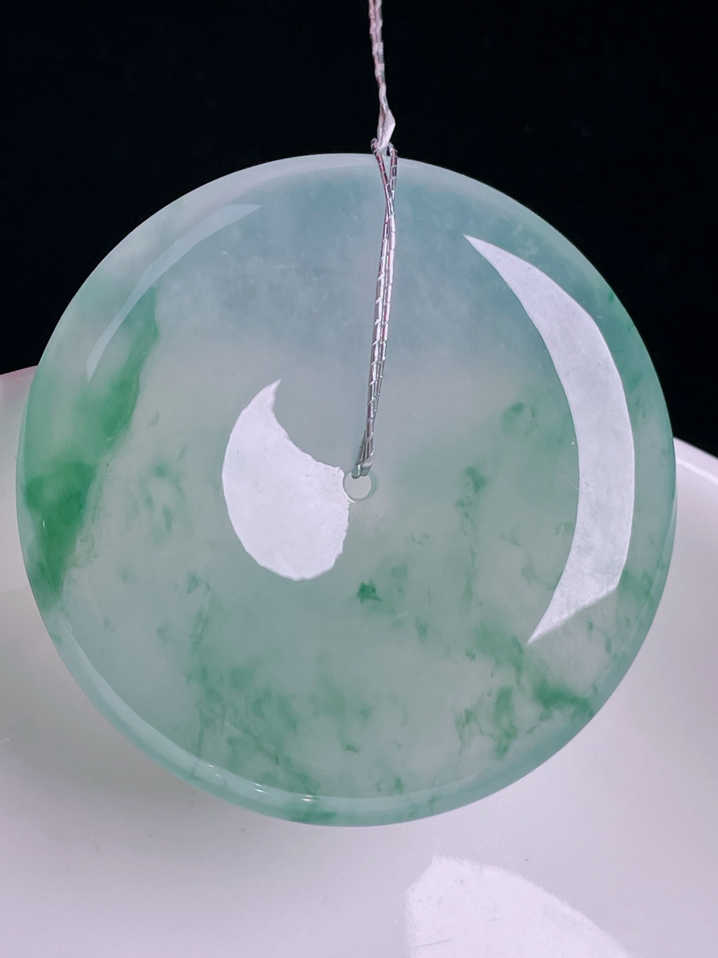 ️飘花平安扣，老种起光，细底通透，尺寸：37.8/6.3mm0926