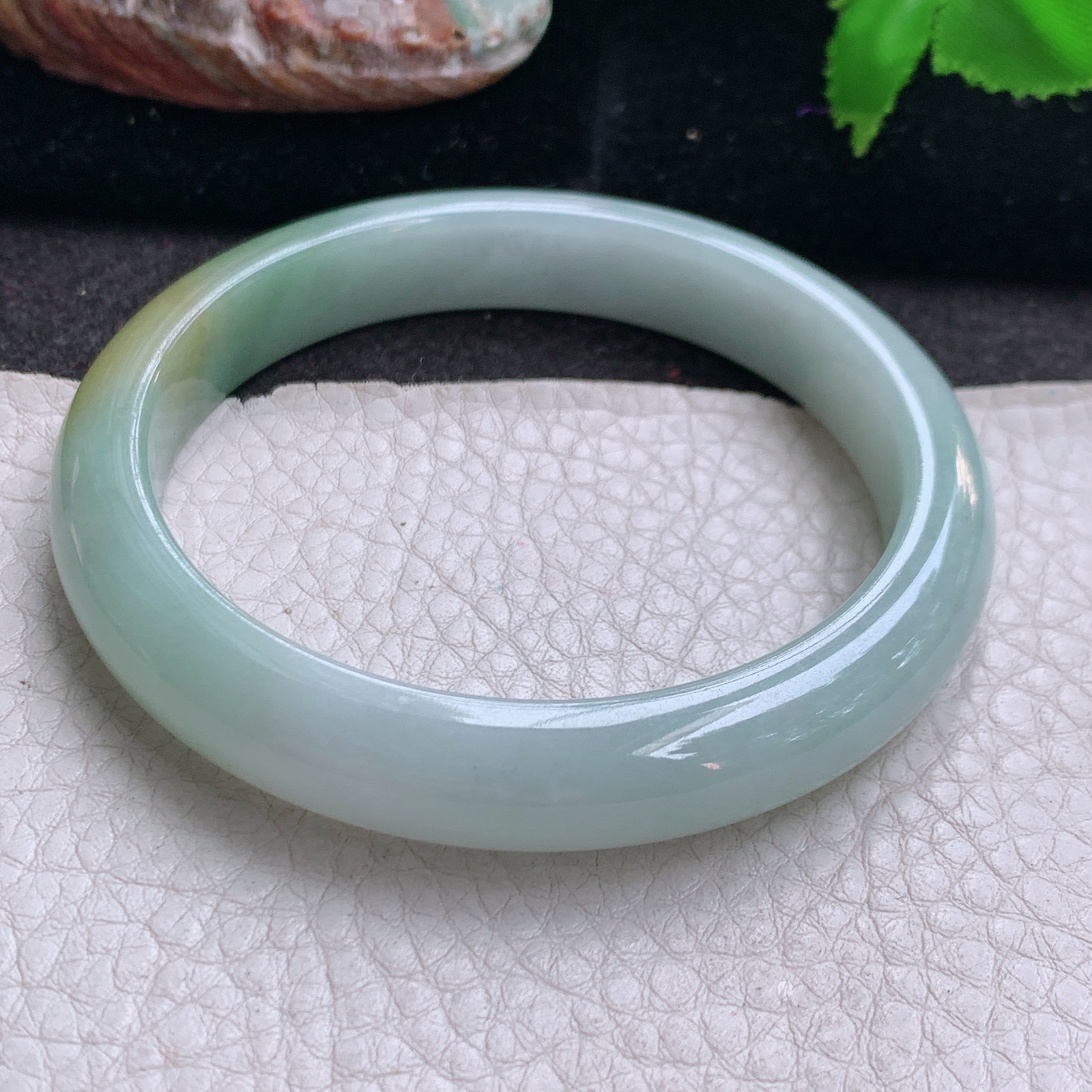 js实拍57.5*10.8*8平安镯 缅甸翡翠a货玉手镯高品质双彩宽边玉手环
