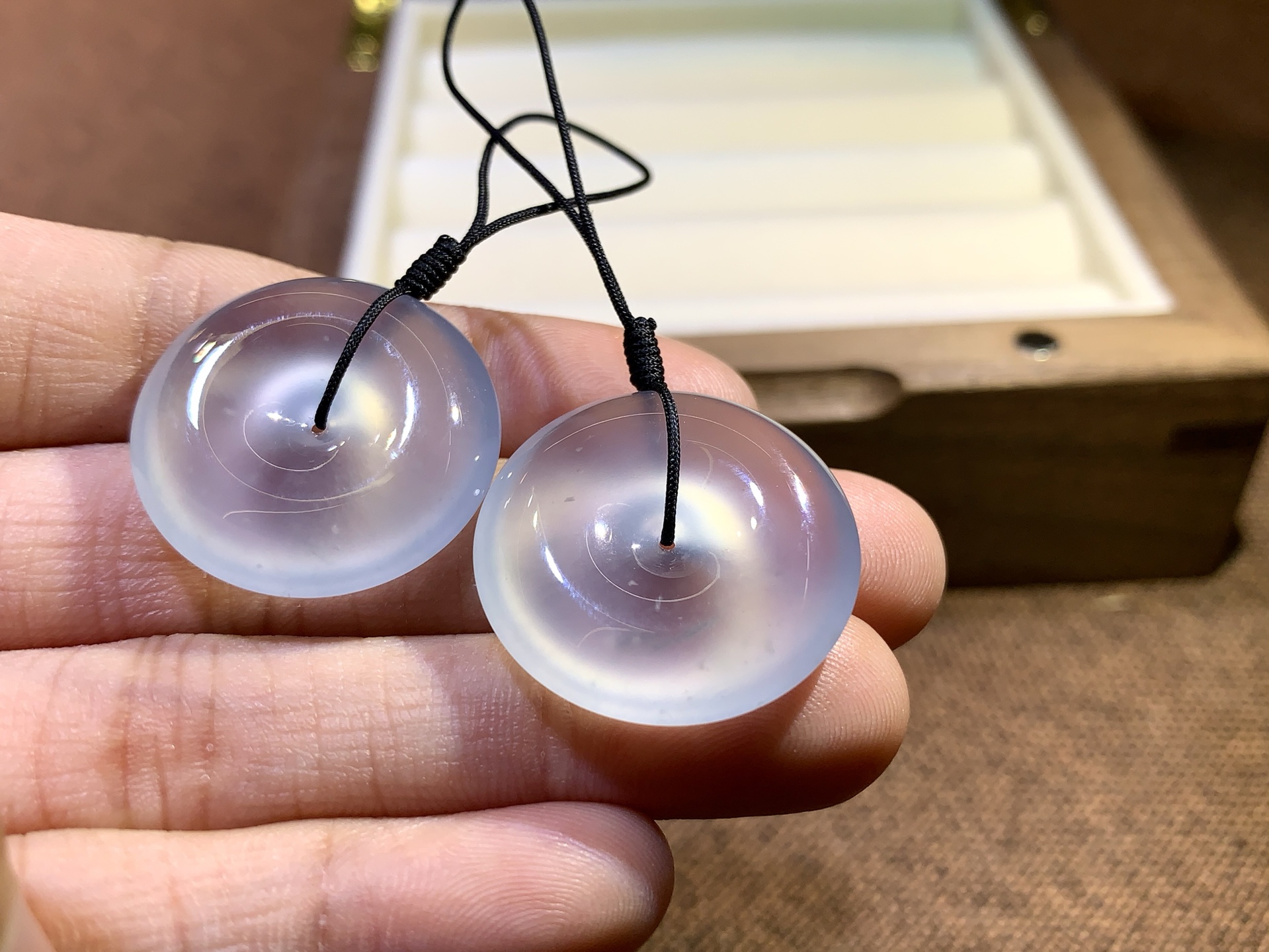 ️ 【冰种平安扣一对】 尺寸：23.7×6/22.8×6 玉承雅韵，温润传世