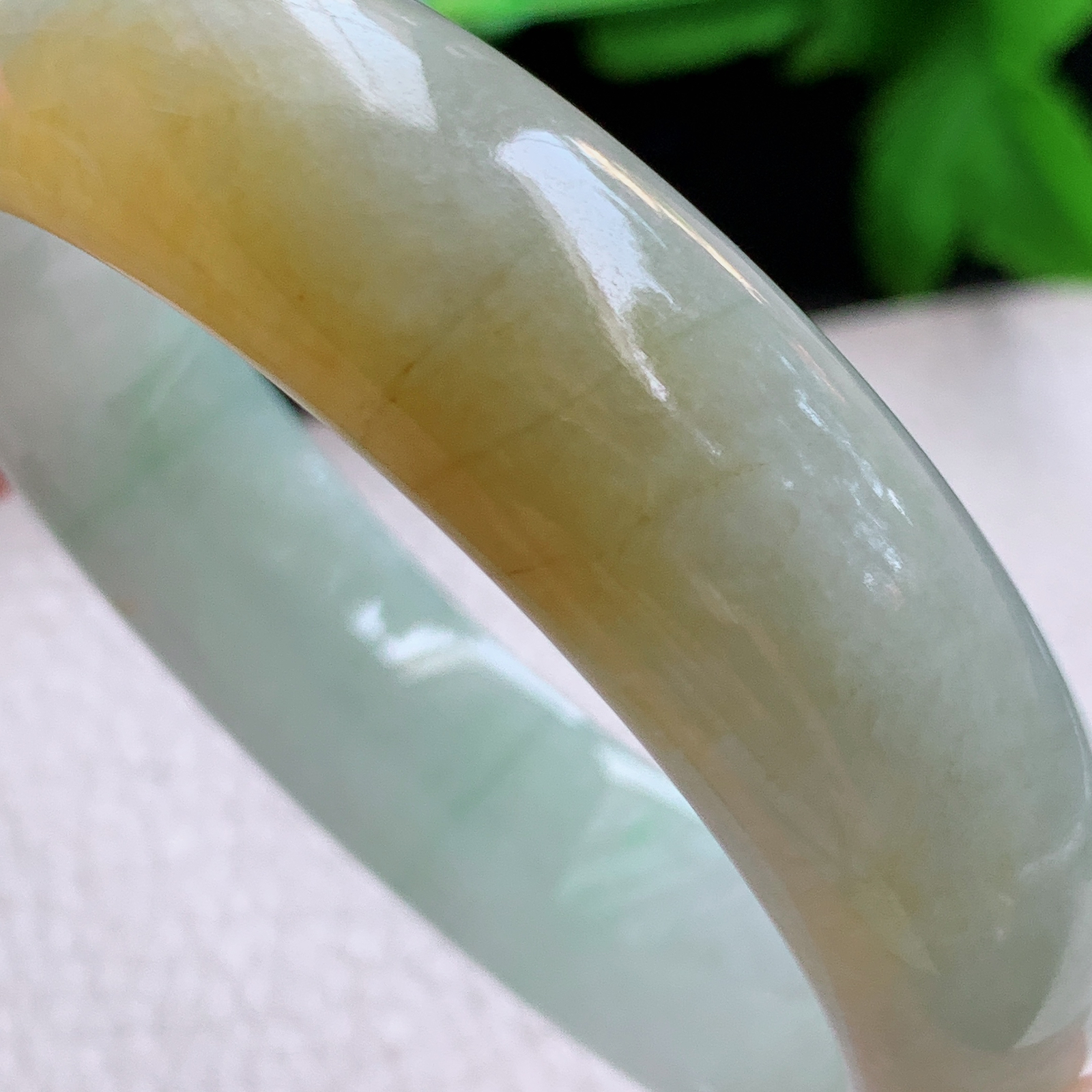 hh实拍58*15.5*7.6招财轮胎镯 缅甸翡翠a货玉手镯冰黄宽边玉手环