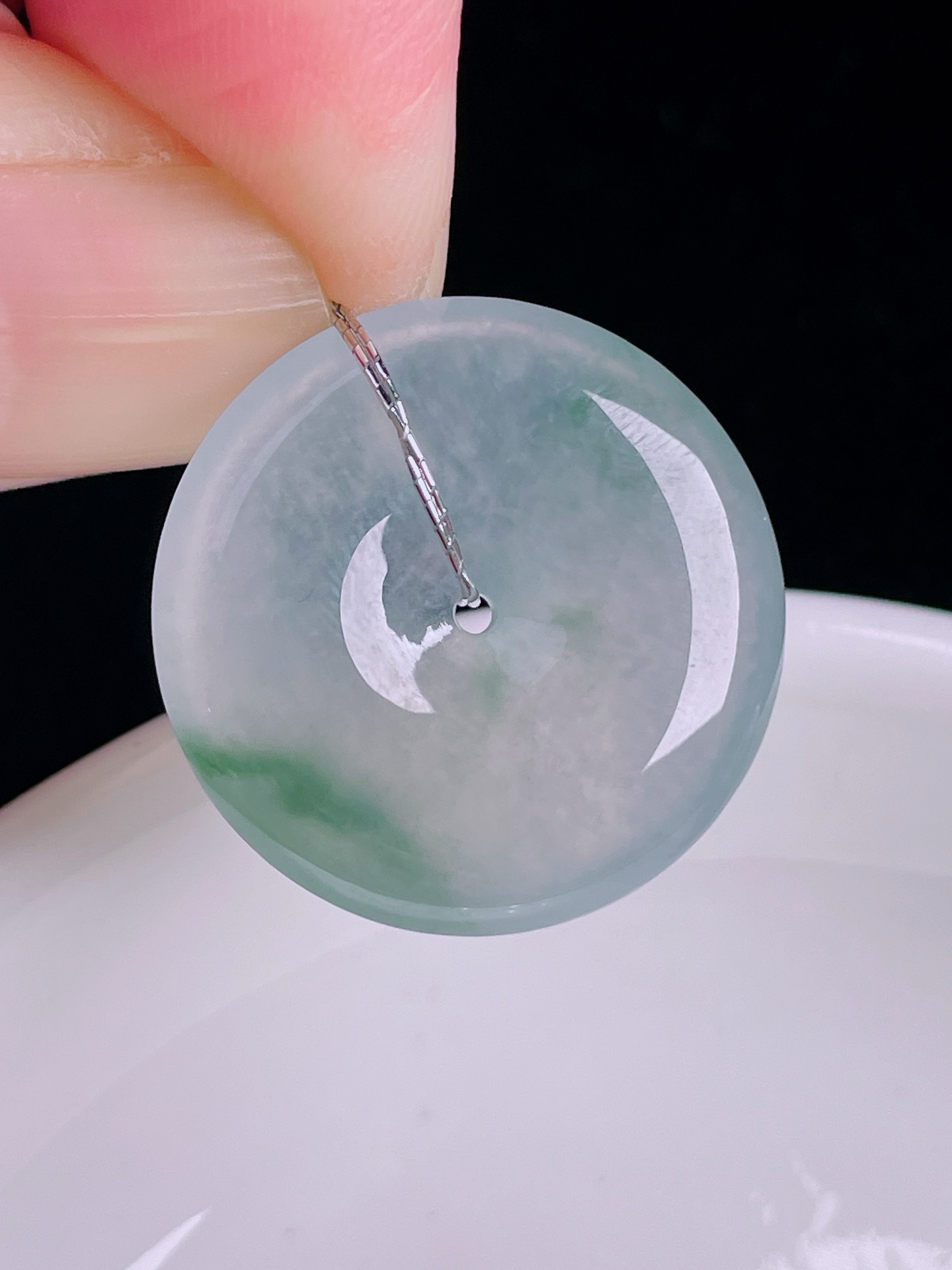 ️飘花平安扣，老种起光，细底通透，尺寸：24/5.6mm0926