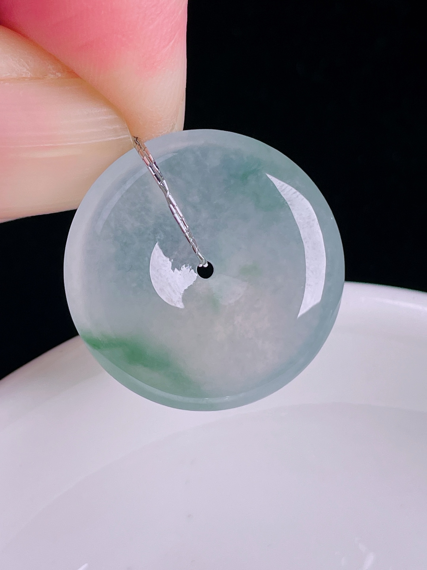 ️飘花平安扣，老种起光，细底通透，尺寸：24/5.6mm0926