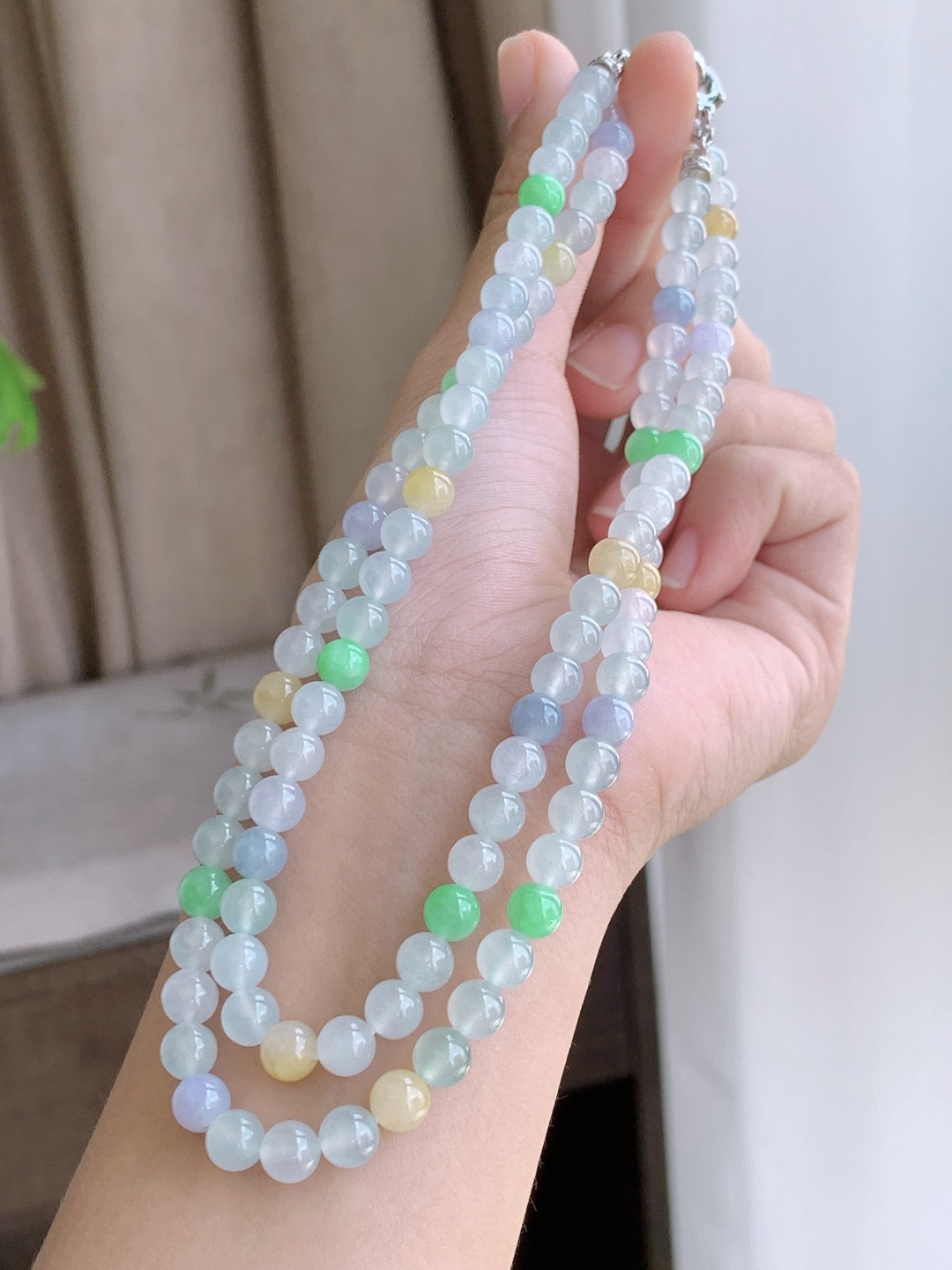 【珠子】冰多宝珠链圆珠子珠链 【说明】缅甸 性比高 【尺寸】6mm，33cm 【重量】41.5克