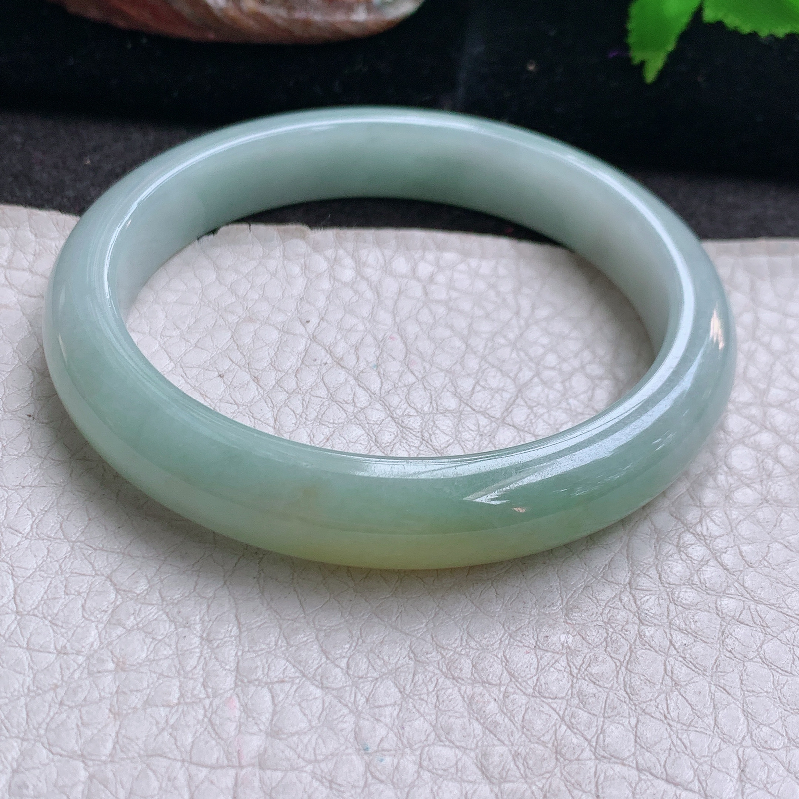 js实拍57.5*10.8*8平安镯 缅甸翡翠a货玉手镯高品质双彩宽边玉手环