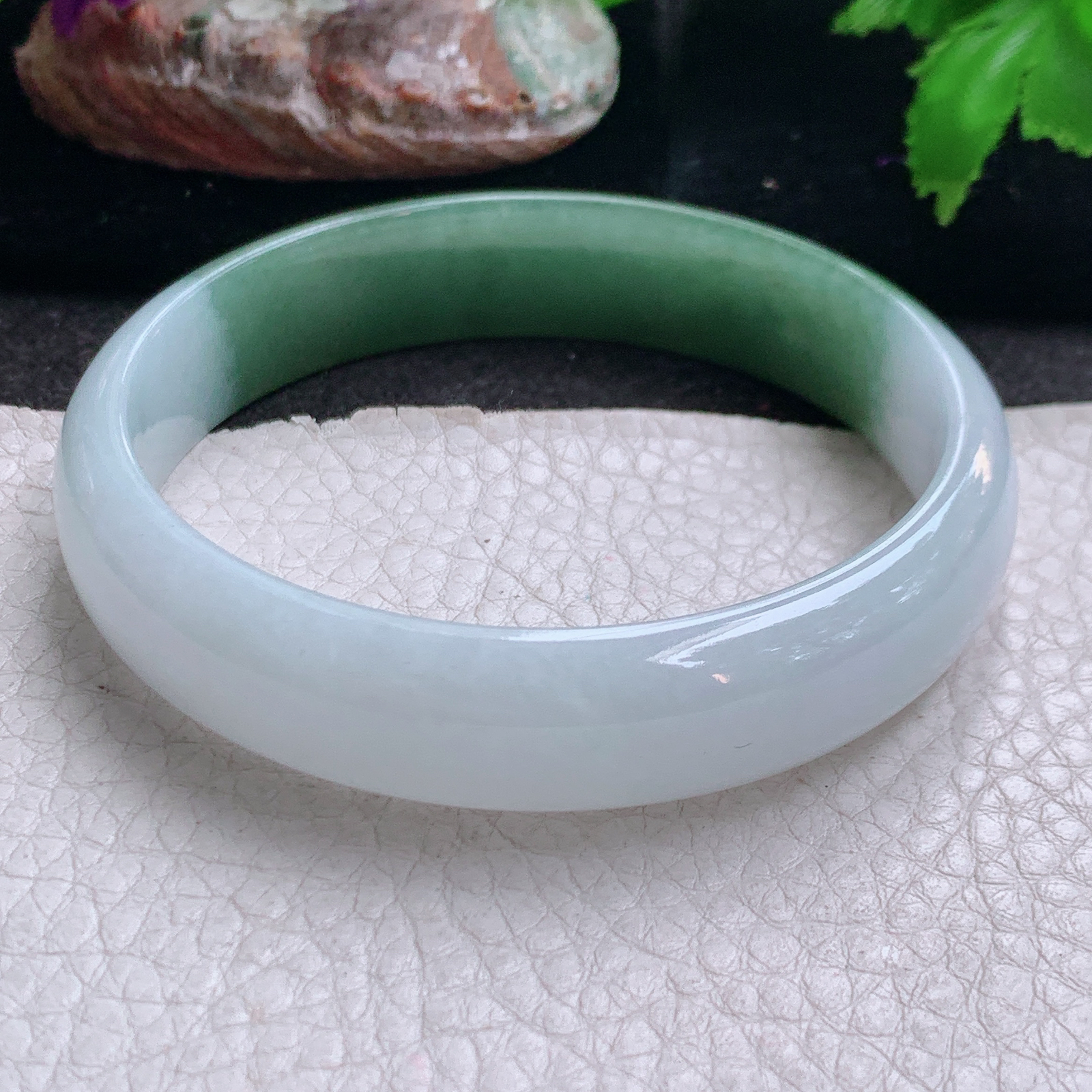 js大圈口60*13.8*6.5招财镯 缅甸翡翠a货玉手镯高品质半山水宽边玉手环