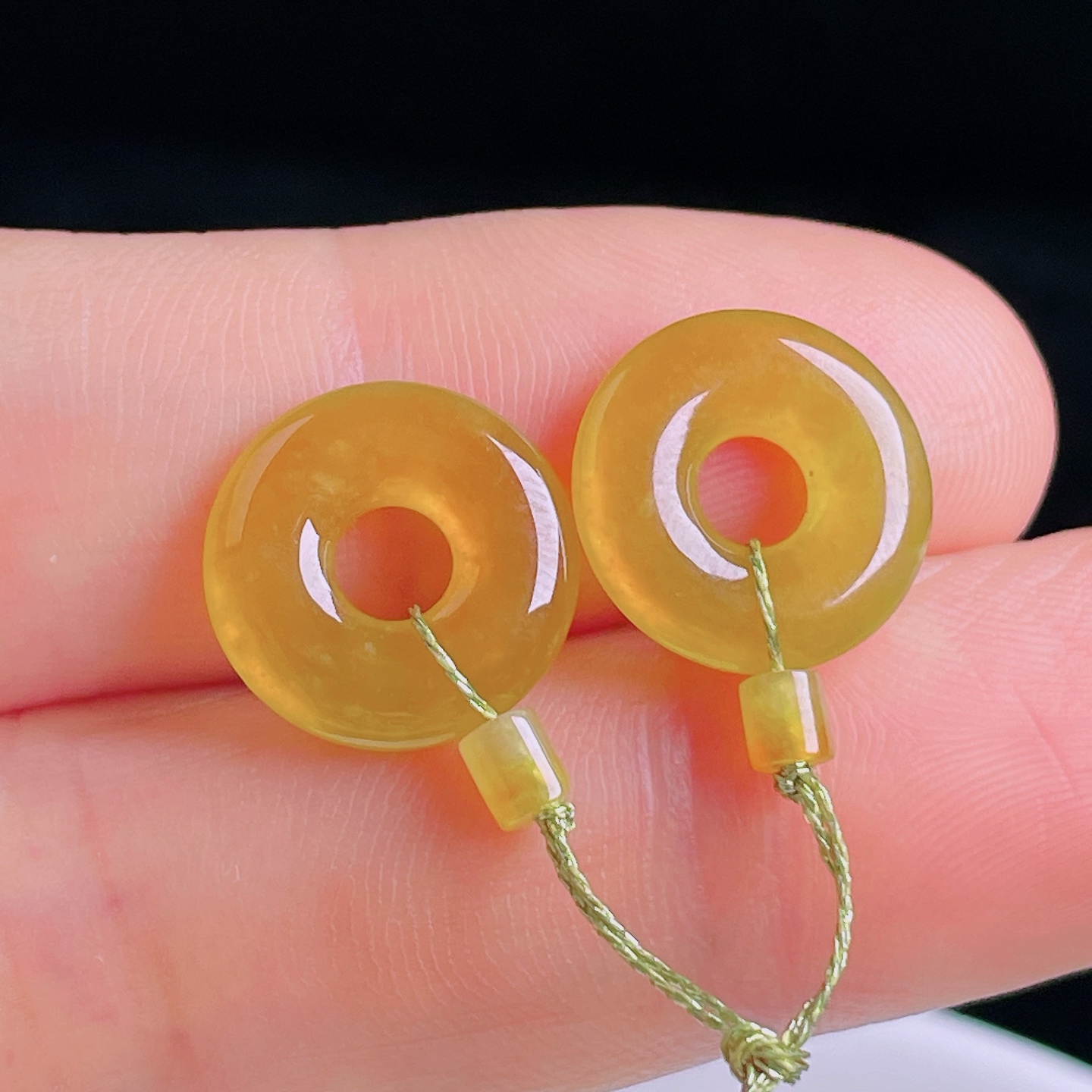 ️冰黄耳坠，老种起光，细底通透，尺寸：13/3.4mm0926