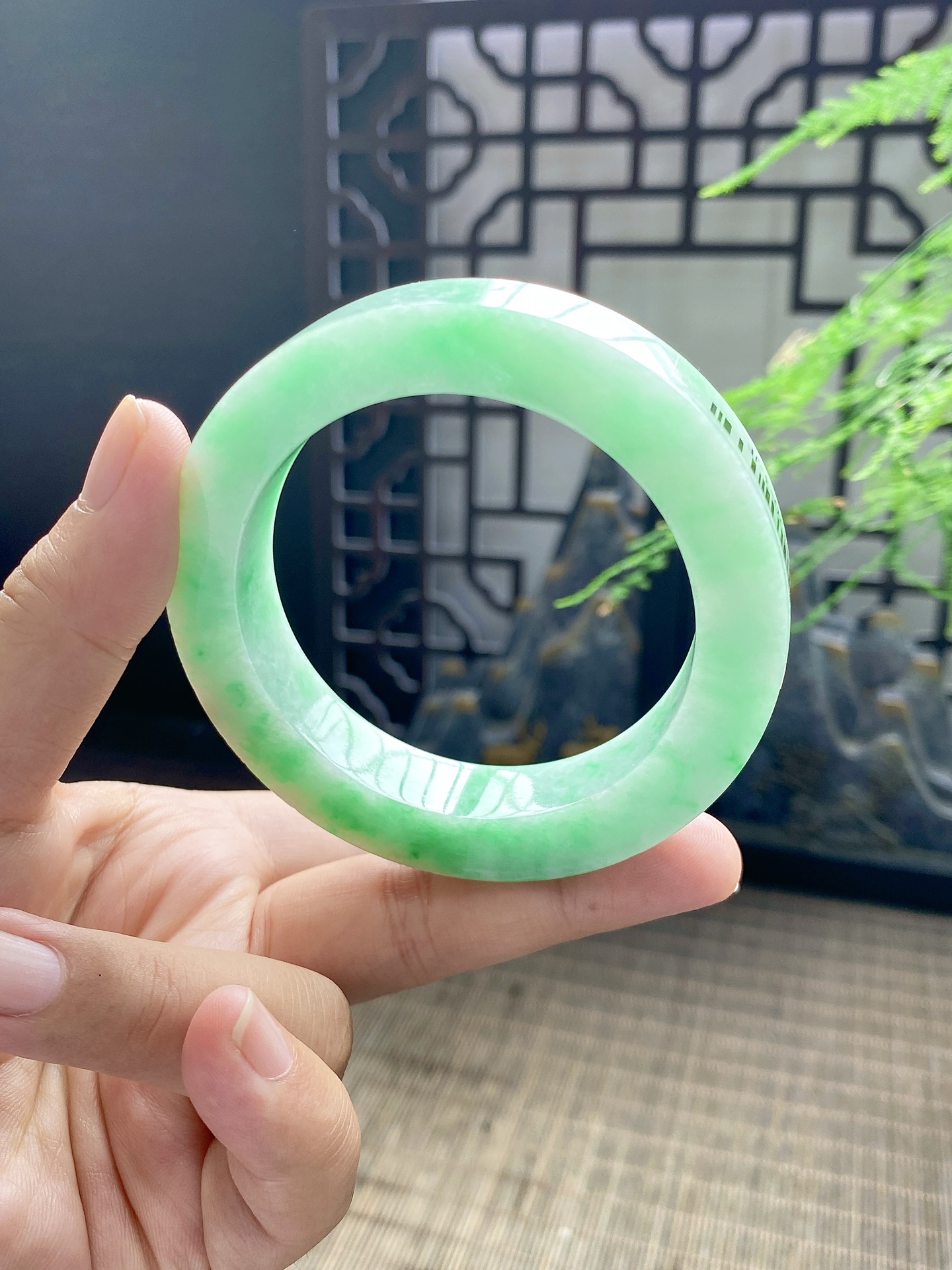 白底青手镯胚 尺寸55-74-13 编号JF1120-3