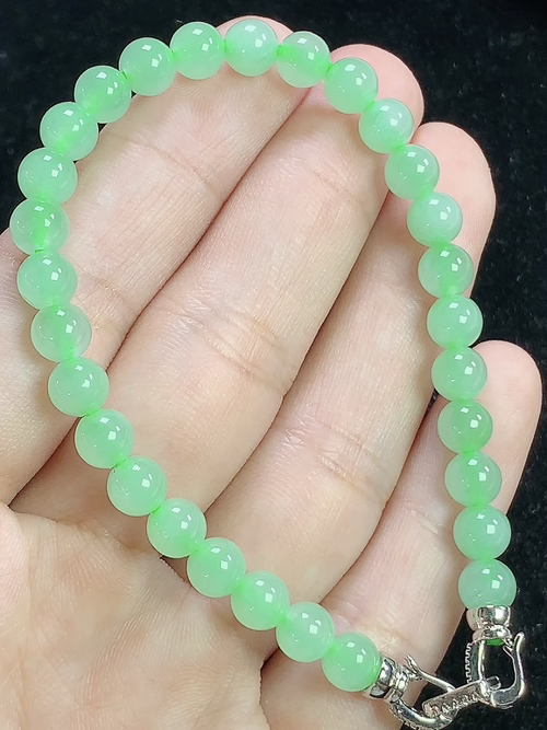 果绿玉珠手链，尺寸6.0mm，j26Hcx
