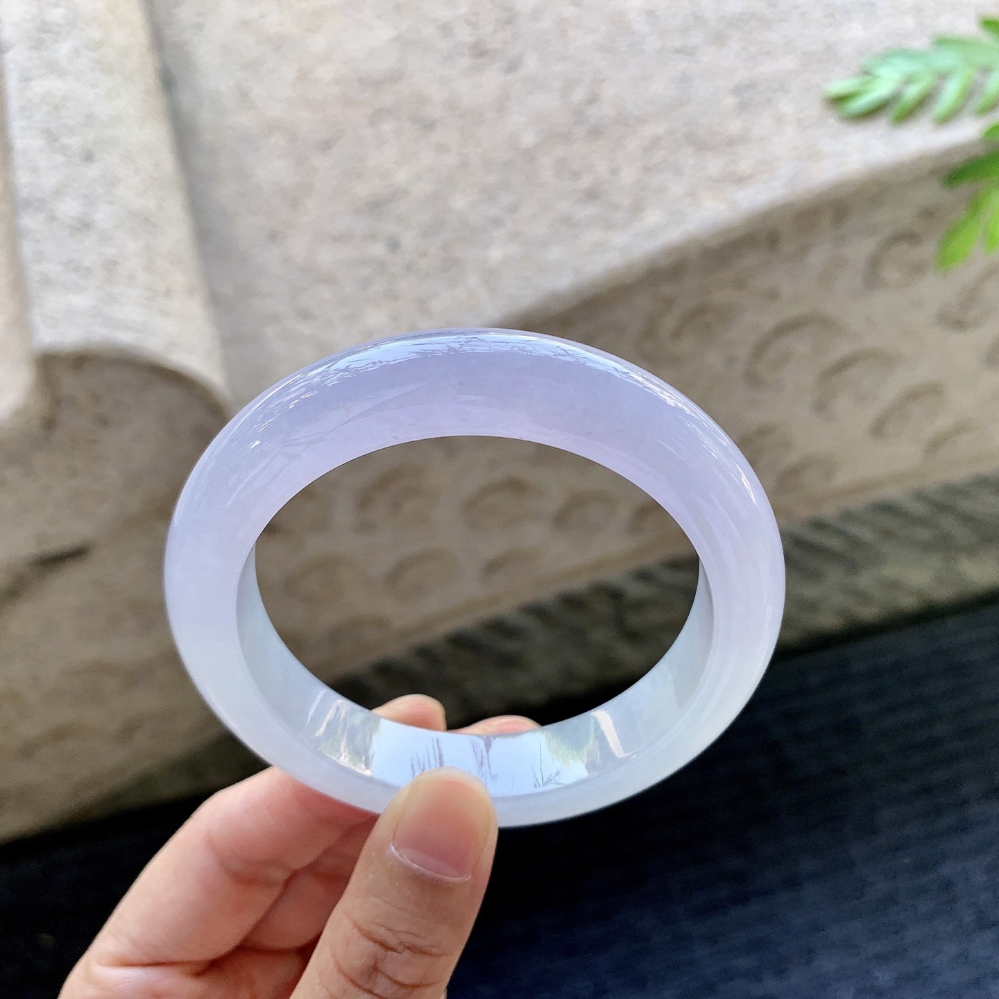 正圈54 55 圈口55.7/12/9.3 编码DJ092626 冰糯粉紫，水润，种老，细腻，打灯有有棉线