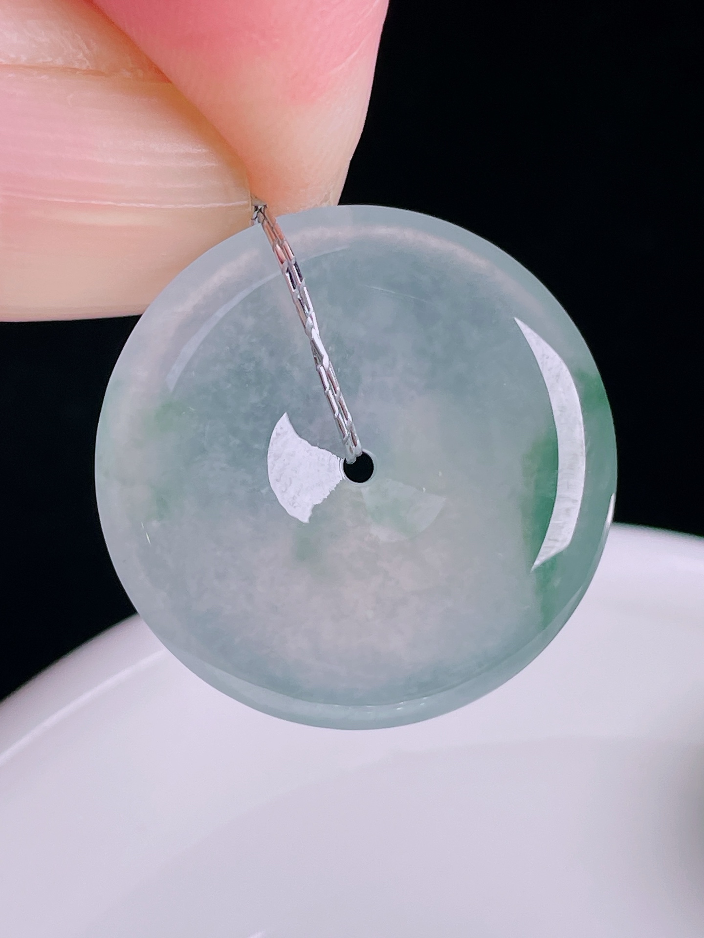 ️飘花平安扣，老种起光，细底通透，尺寸：24/5.6mm0926